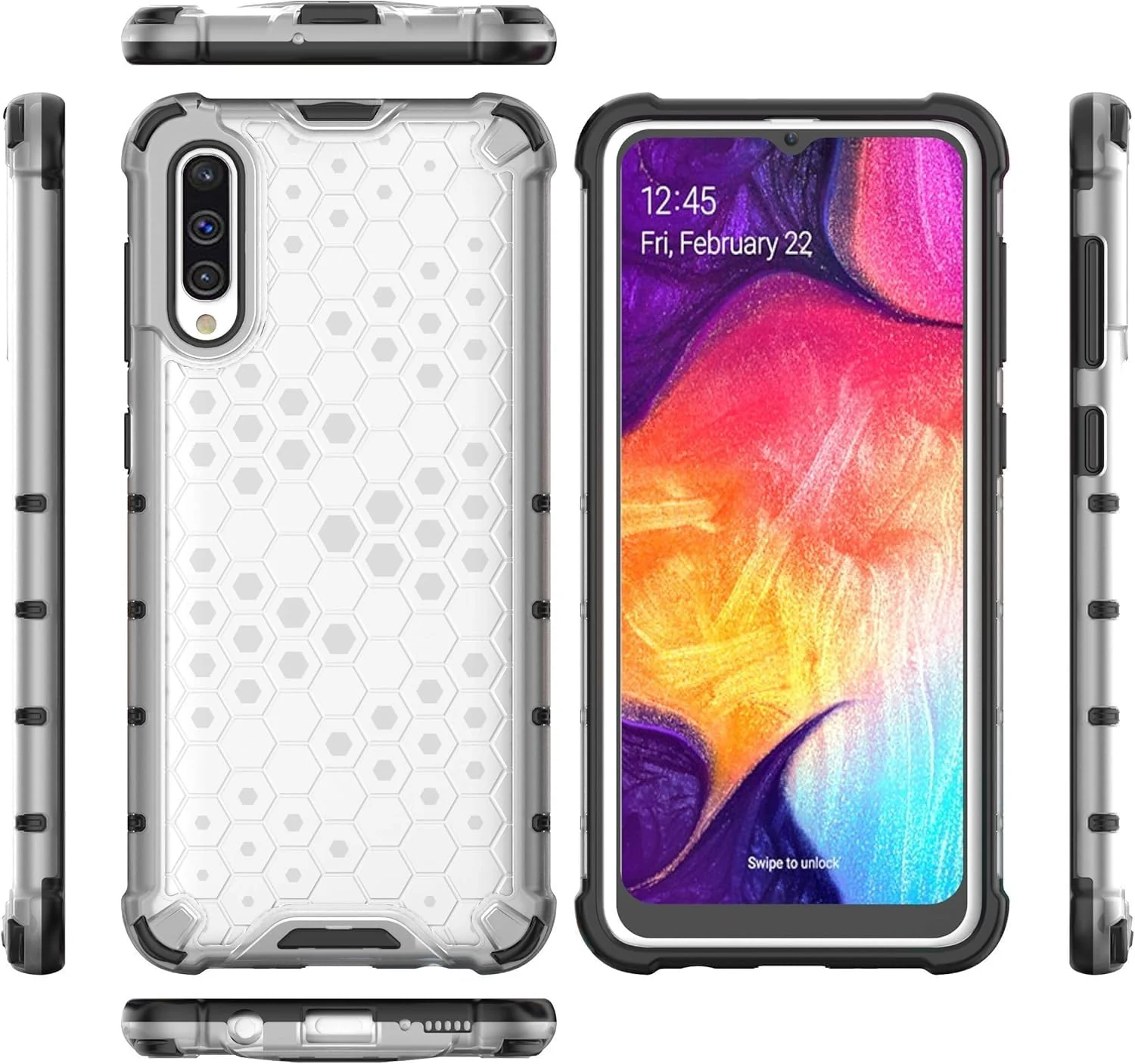 DL3 Mobilak Honeycomb Protective Case for Samsung Galaxy A50 / A30S / A50S, Shock-absorbing protection, Transparent design, Slim, lightweight profile - Clear