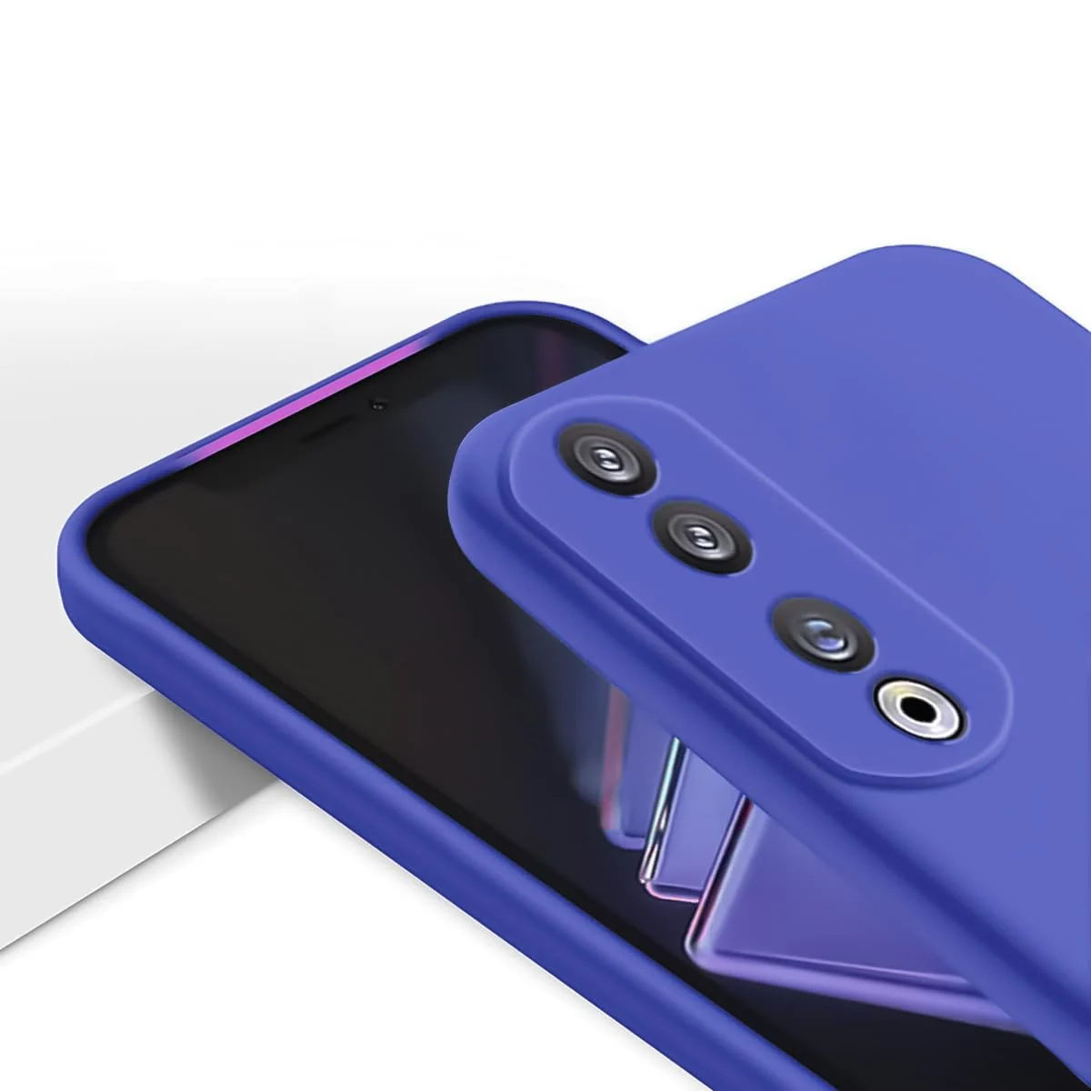 DL3 Mobilak Soft Silicone Protective Case for Honor 70 with Microfiber Lining and Shockproof Design - Light Blue