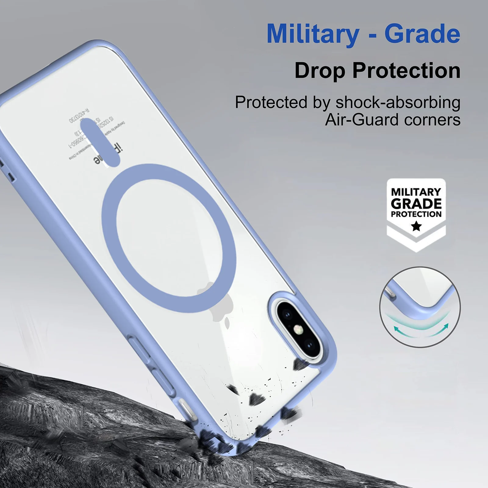DL3 Mobilak MagSafe-Compatible Clear Magnetic Case for iPhone X / iPhone XS - Sierra Blue