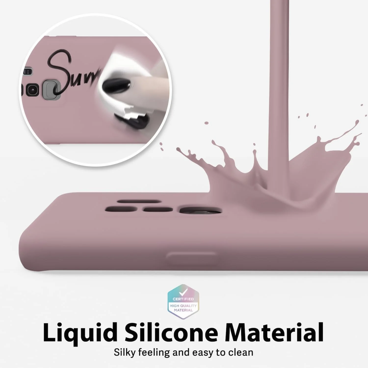 DL3 Mobilak Liquid Silicone Protective Case with Soft Microfiber Lining with Full Camera Protection for Samsung Galaxy S9 Plus - Cashmere