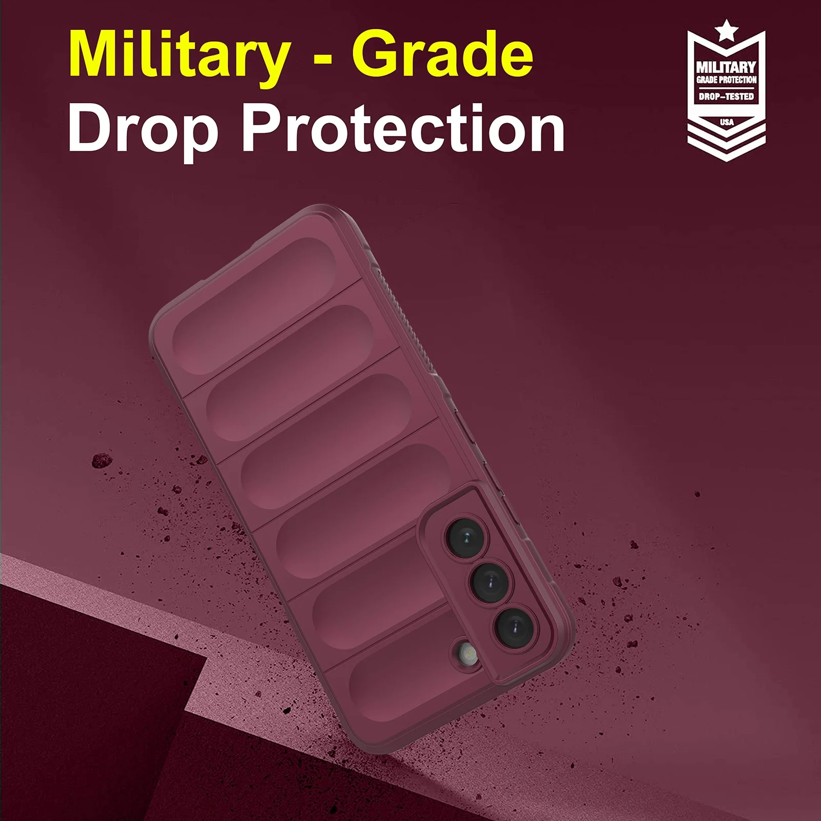 DL3 Mobilak Silicone Case for Samsung Galaxy S21 FE Heavy Duty Protective [Slim Fit] Shockproof Soft Flexible Protective Design Shock-Absorption TPU Cover With Camera Protection - Wine Red