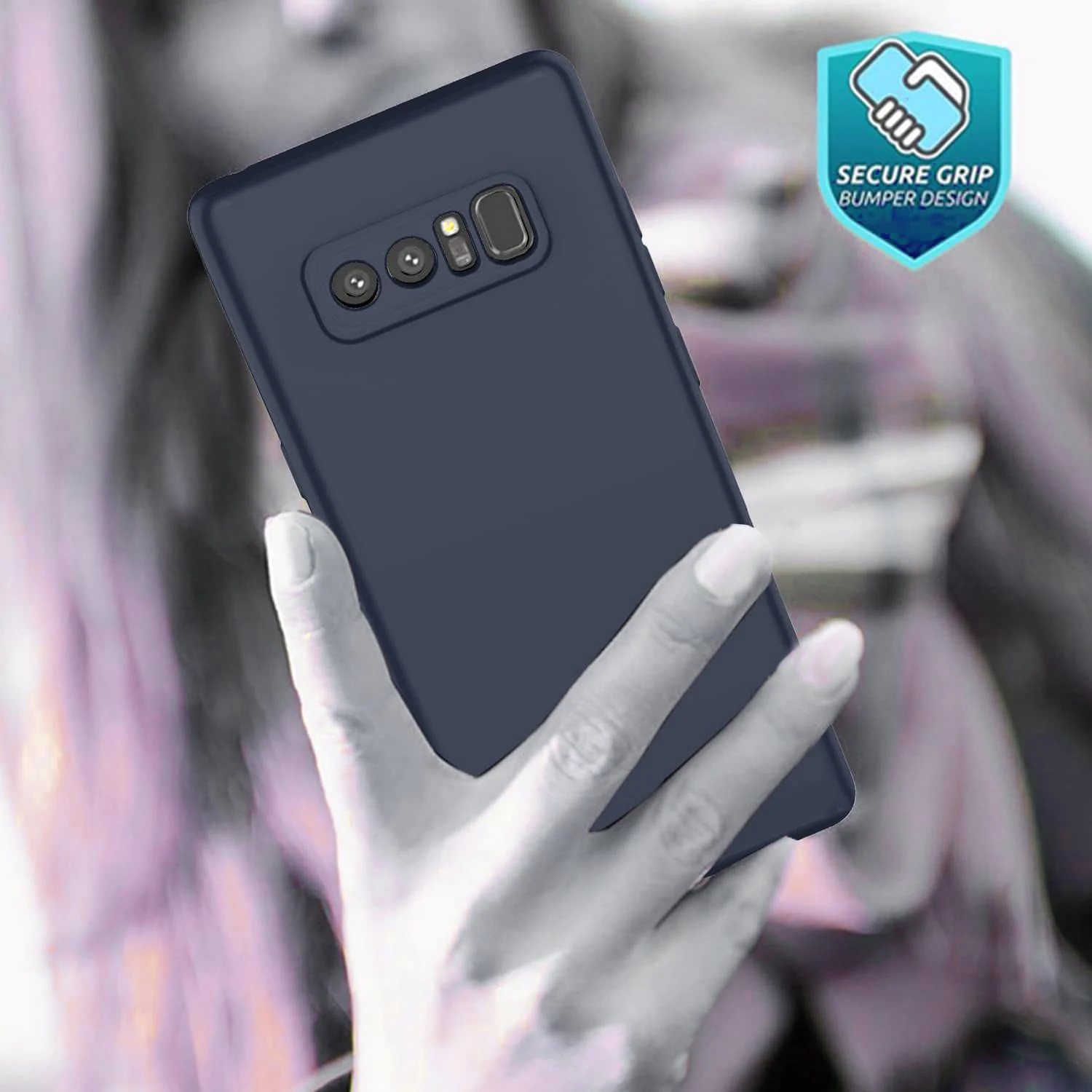 DL3 Mobilak Samsung Galaxy Note 8 Case, Soft Flexible Liquid Silicone Gel Rubber Bumper Cover, Full Body Shockproof Protective Phone Case - Midtnight Blue