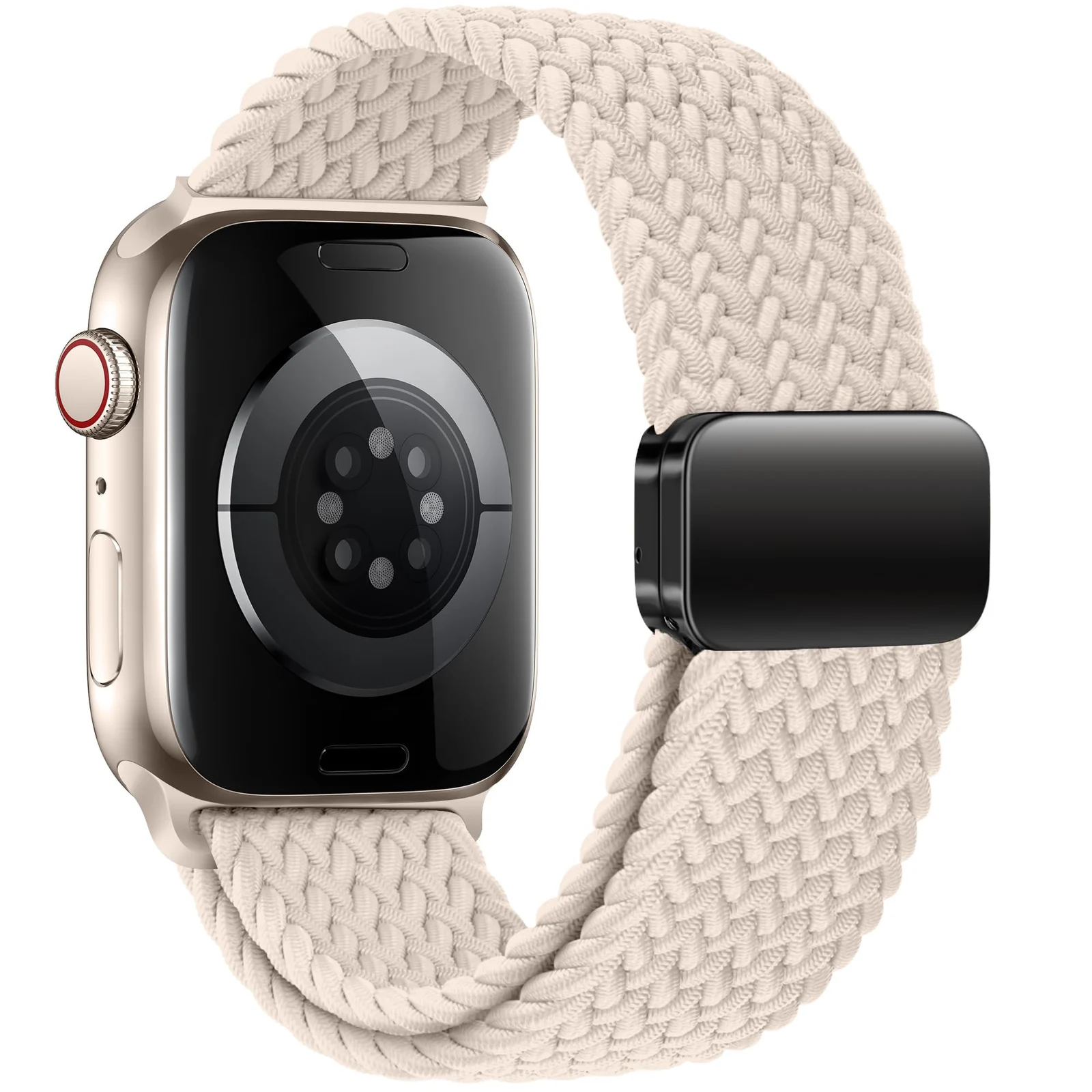 DL3 Mobilak Sport Solo Loop Compatible with Apple Watch Band 42mm 44mm 45mm 46mm 49mm for Women Men, Magnetic Strap Stretchy Braided Wristband for iWatch Series 11 10 9 8 7 6 5 4 3 Ultra 3 2 1 SE SE2 - Starlight