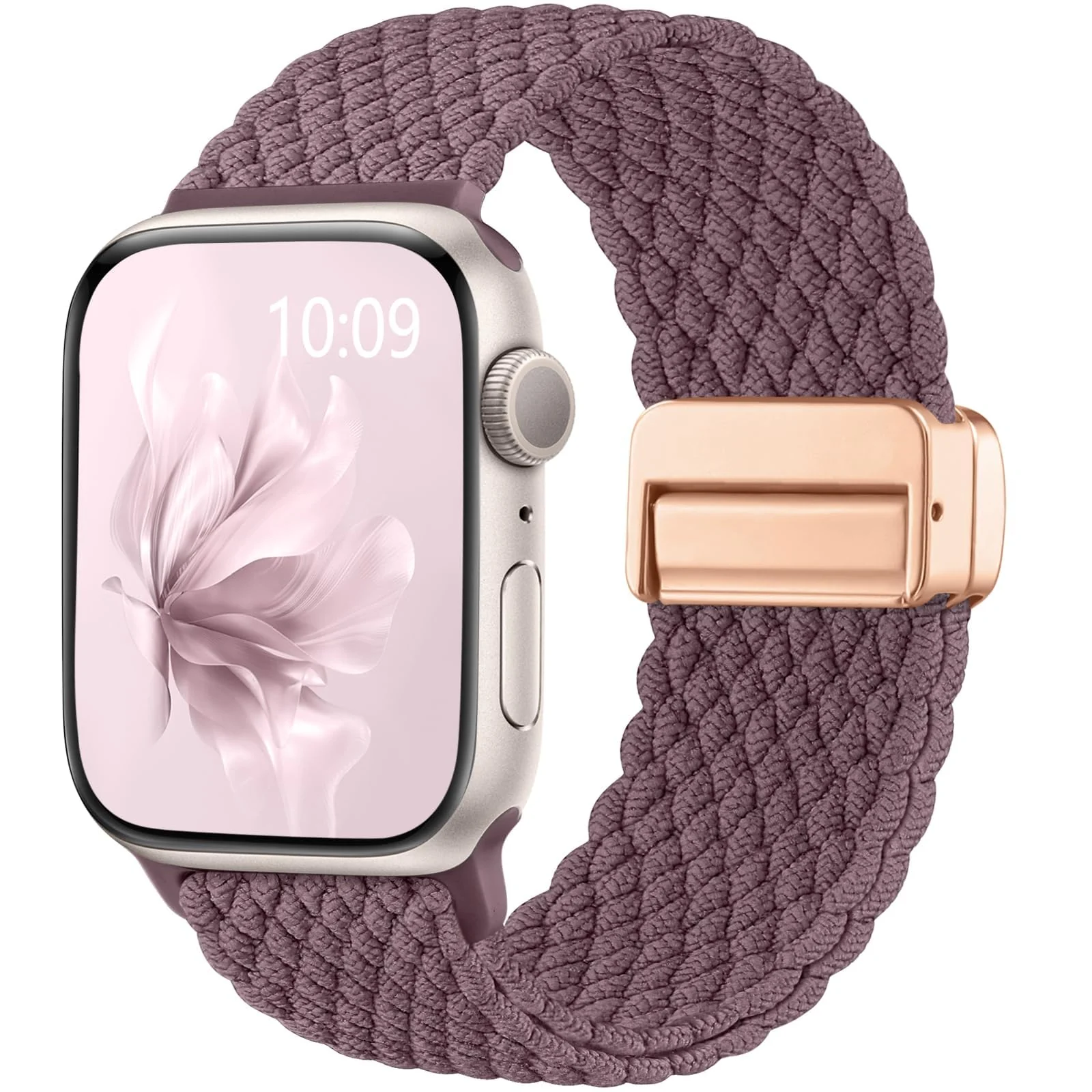 DL3 Mobilak Sport Solo Loop For Apple Watch Band Ultra 49mm 46mm 45mm 44mm 42mm, Adjustable Magnetic Stretchy Nylon Braided Wristband for iWatch SE Series 11 10 9 8 7 6 5 4 3 2 1 (Smoke Violet)