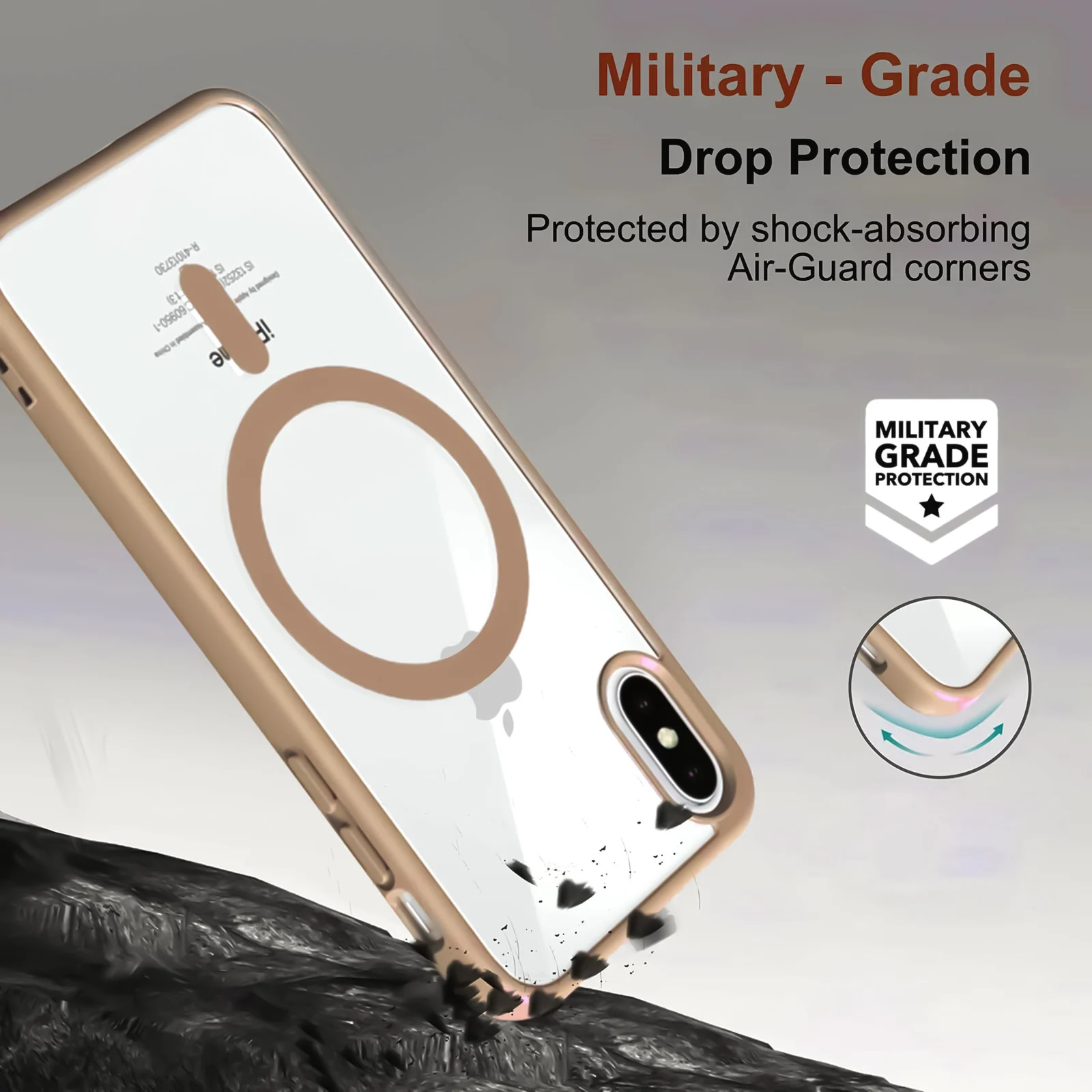 DL3 Mobilak Clear TPU Case for iPhone X / iPhone XS, Compatible with MagSafe accessories, Camera protection, Scratch-resistant surface - Desert