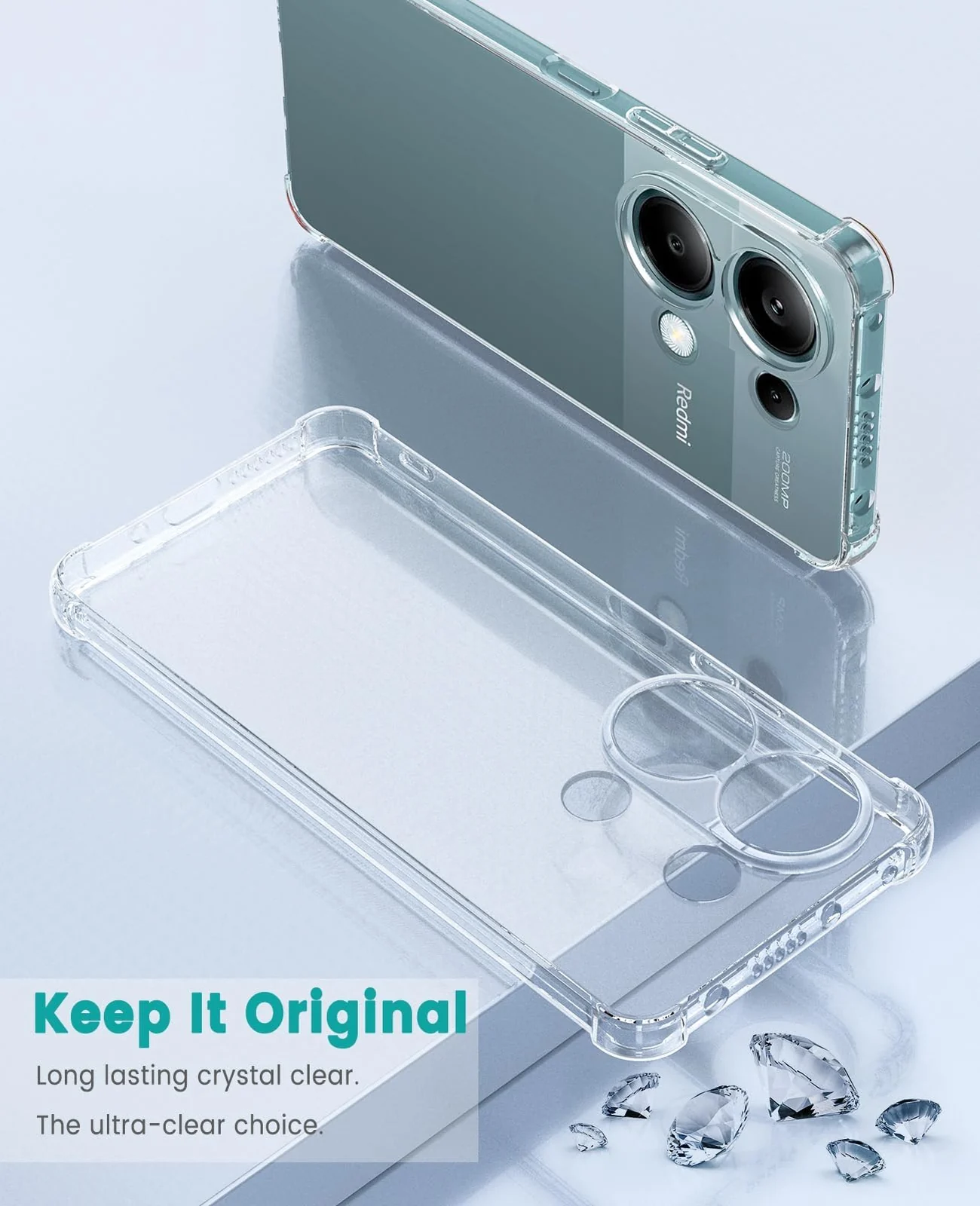 DL3 Mobilak Case Compatible with Xiaomi Redmi Note 13 Pro 4G/Poco M6 Pro 4G (Not Fit 5G), Cover Silicone TPU Gorilla Anti-shock Protector Camera Shockproof Corners - Clear