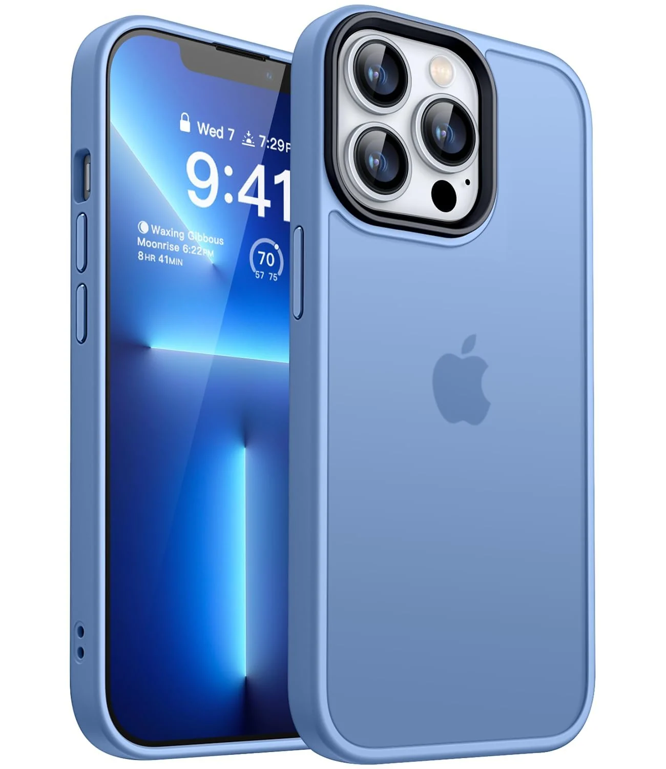 DL3 Mobilak Translucent Matte Case for iPhone 13 Pro / iPhone 14, Supports wireless charging, Camera protection, Shock-absorbing protection - Light Blue