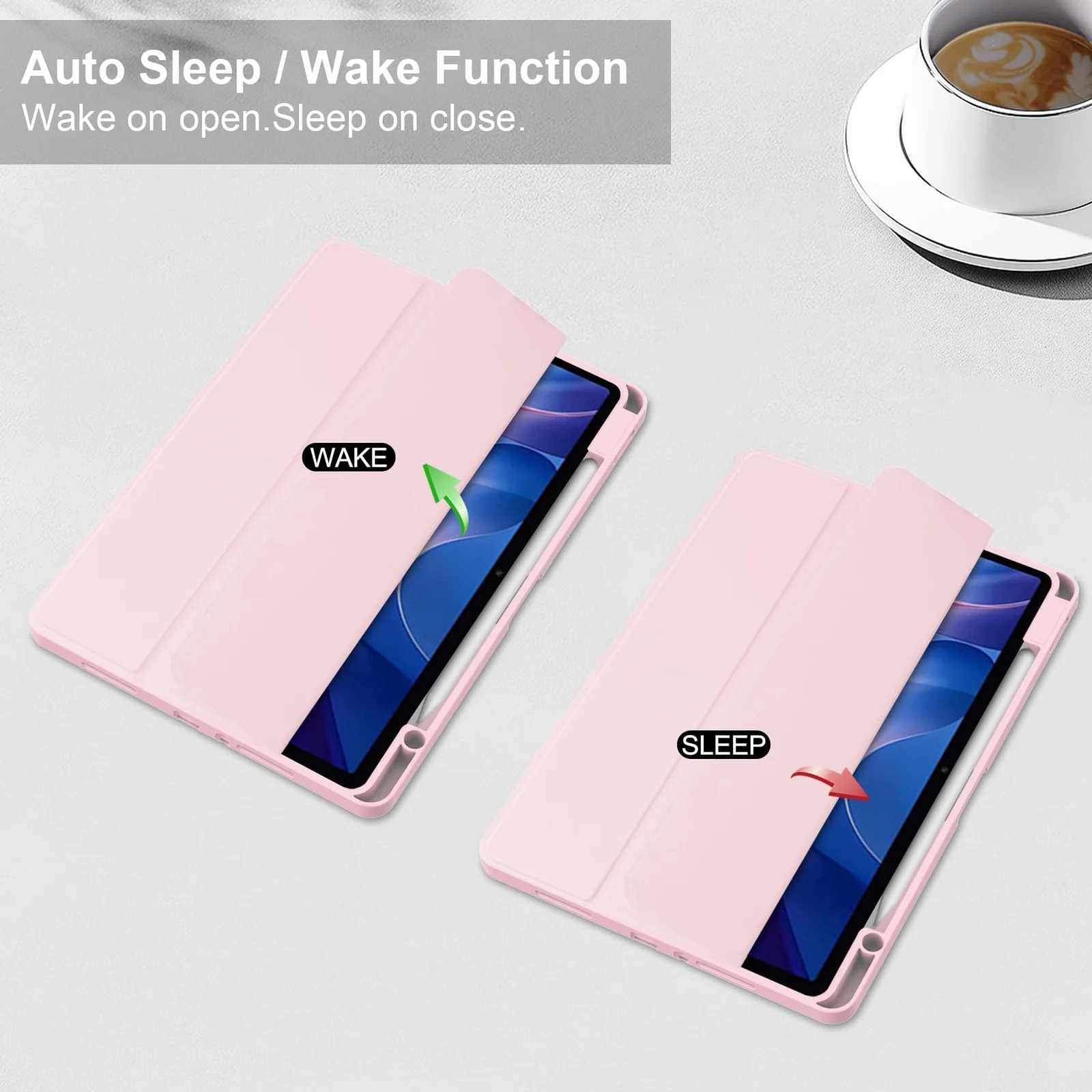 DL3 Mobilak Case for Huawei MatePad SE 11 inch 2024 with Built-in Pencil Holder, Clear Transparent PC Back, Shockproof Tri-Fold Stand Tablet Cover, Auto Wake/Sleep - Pink Sand
