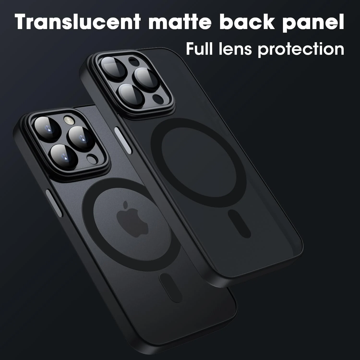 DL3 Mobilak Translucent Matte Case for iPhone 15 Pro Max, Compatible with MagSafe accessories, Supports wireless charging, Camera protection - Black