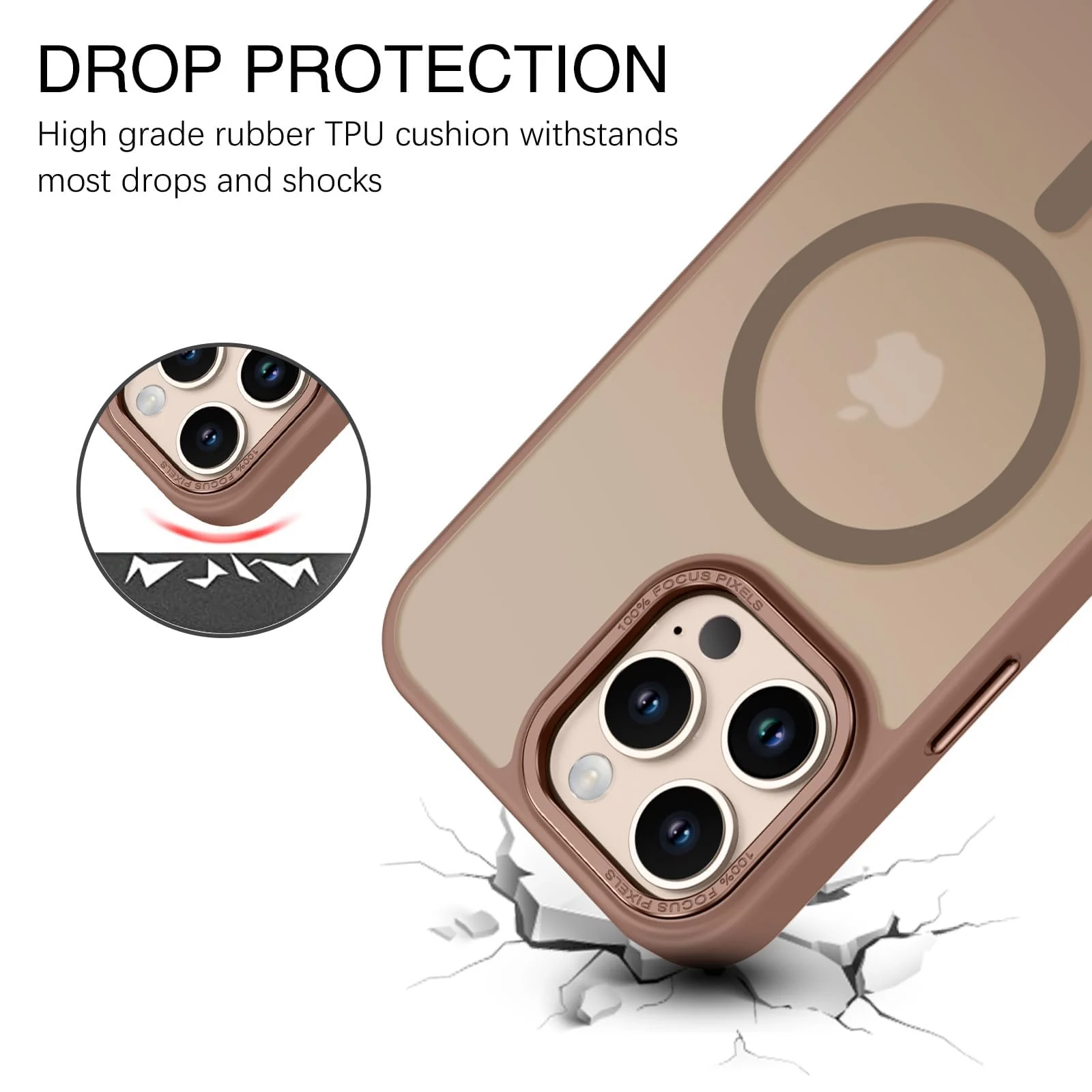 DL3 Mobilak Case for iPhone 16 Pro 6.3-Inch Case Magnetic Translucent Matte Phone Cases [Compatible with MagSafe] Thin Slim Fit Shockproof Bumper Hard Protective Cover for Men Girls - Desert Brown
