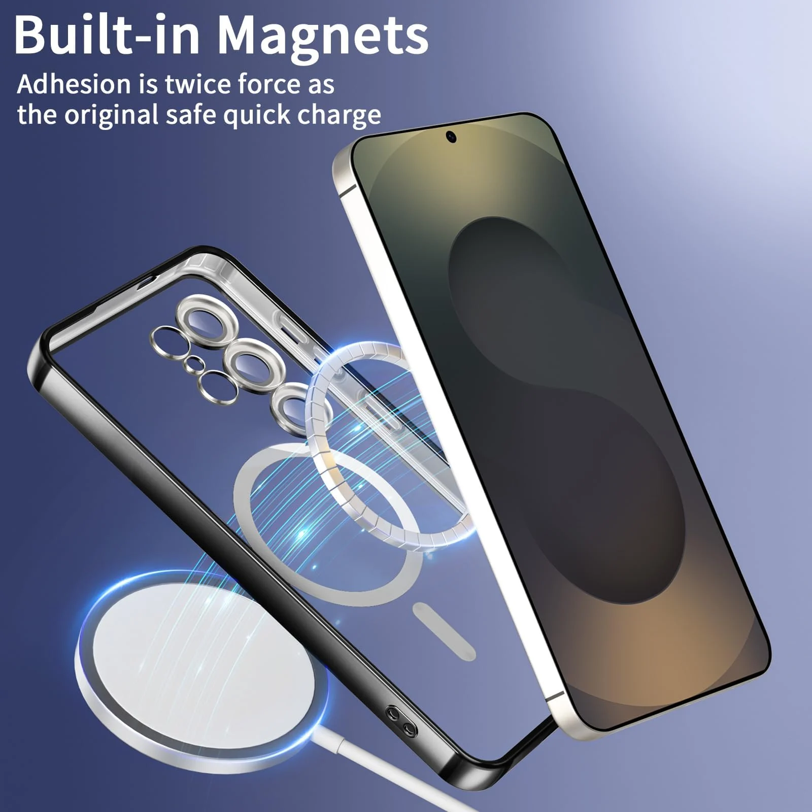 DL3 Mobilak Clear MagSafe-Compatible TPU Case and Camera Lens Protector for Samsung Galaxy S25 Ultra - Blue