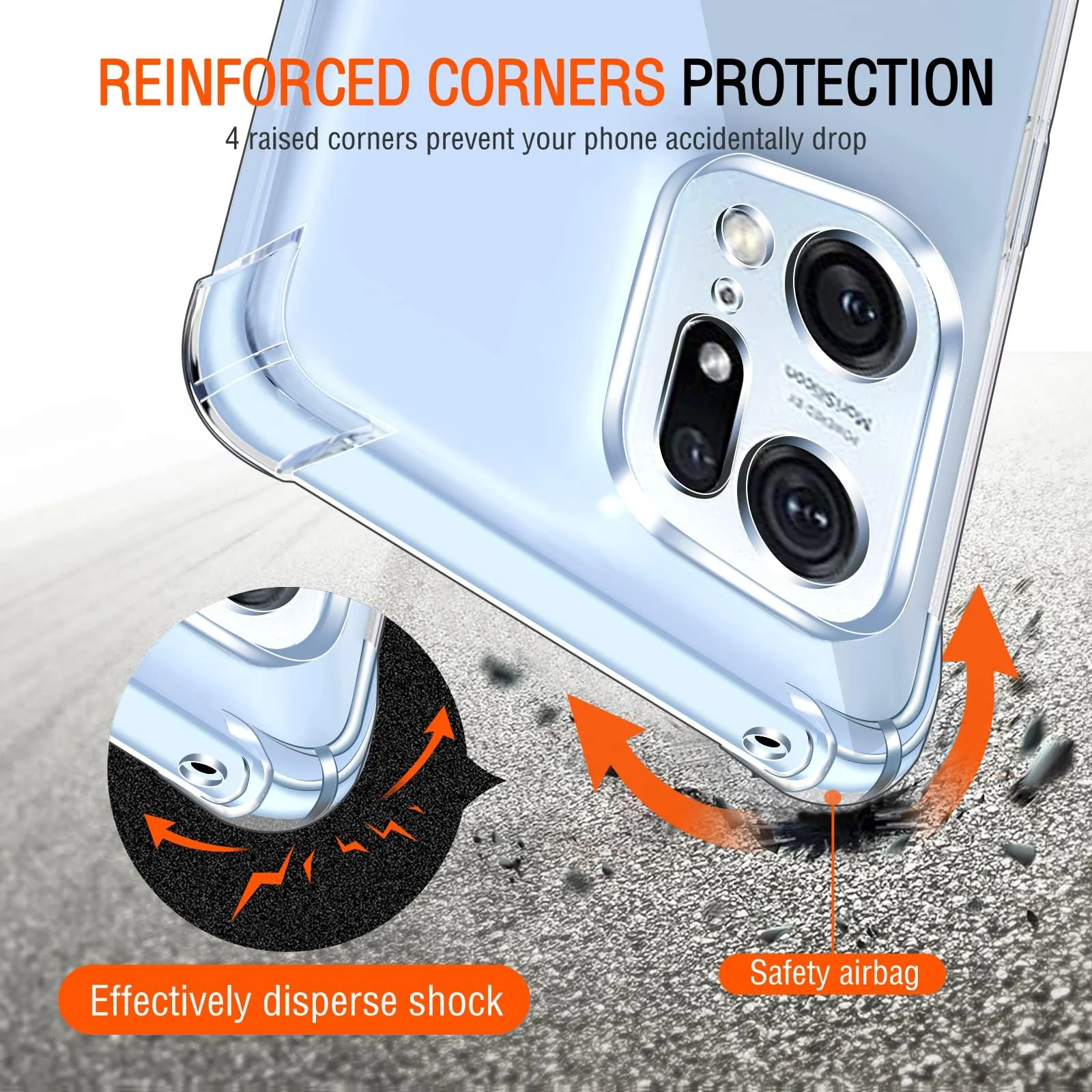 DL3 Mobilak Clear TPU Protective Case for OPPO Find X5 Pro 5G with Camera Protection and Shockproof Design - Clear
