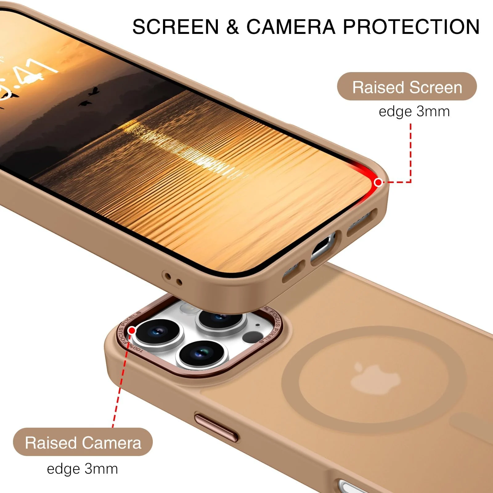 DL3 Mobilak Wallet Case with Card Slot for iPhone 15 Pro 6.1-Inch with Ring Holder and Magnetic Car-Mount Support - Desert Brown