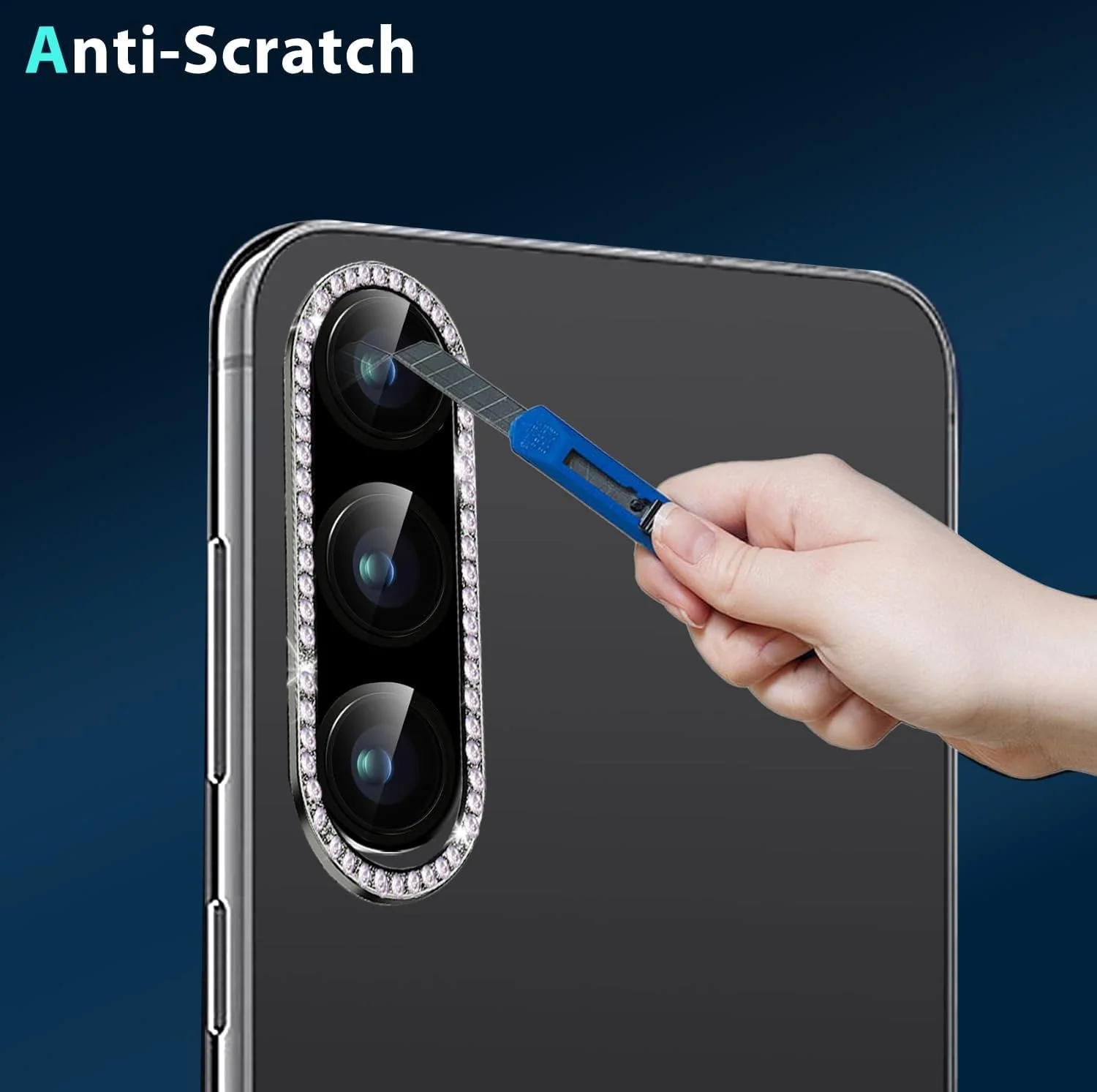 DL3 Mobilak Camera Lens Protector for Samsung Galaxy A07 4G Accessories, 9H Tempered Glass Metal Individual Ring Camera Cover Screen Protector, Case Friendly, Anti Scratch - Diamond Black
