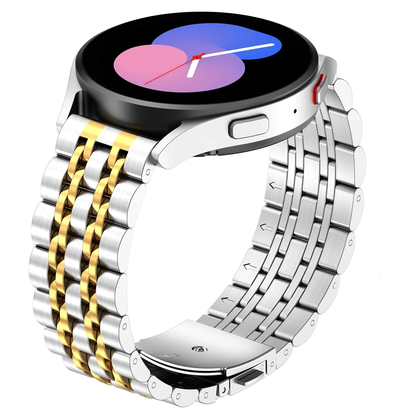 DL3 Mobilak Metal Band 20MM Strap for Samsung Gear Sport, Watch 4/5/5 Pro, S2 Classic, Active 2 40mm 44mm, Amazfit GTS 3/4/4 Mini, Bip 3/Pro/U, GTS 2 Mini/2e - Silver & Gold