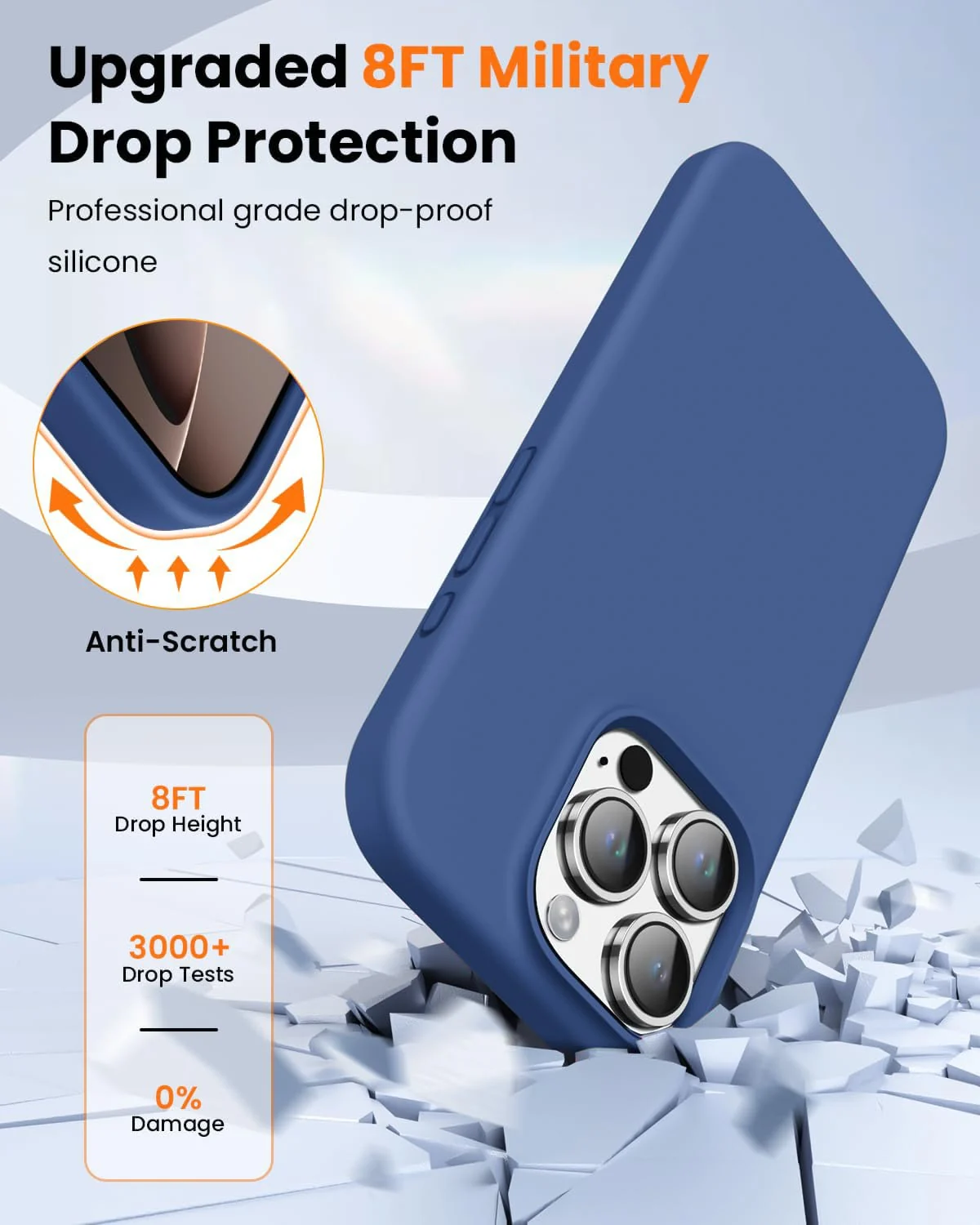 DL3 Mobilak Liquid Silicone Case for iPhone 16 Pro 6.3-inch, Supports wireless charging, Shock-absorbing protection, Scratch-resistant surface - Royal Blue