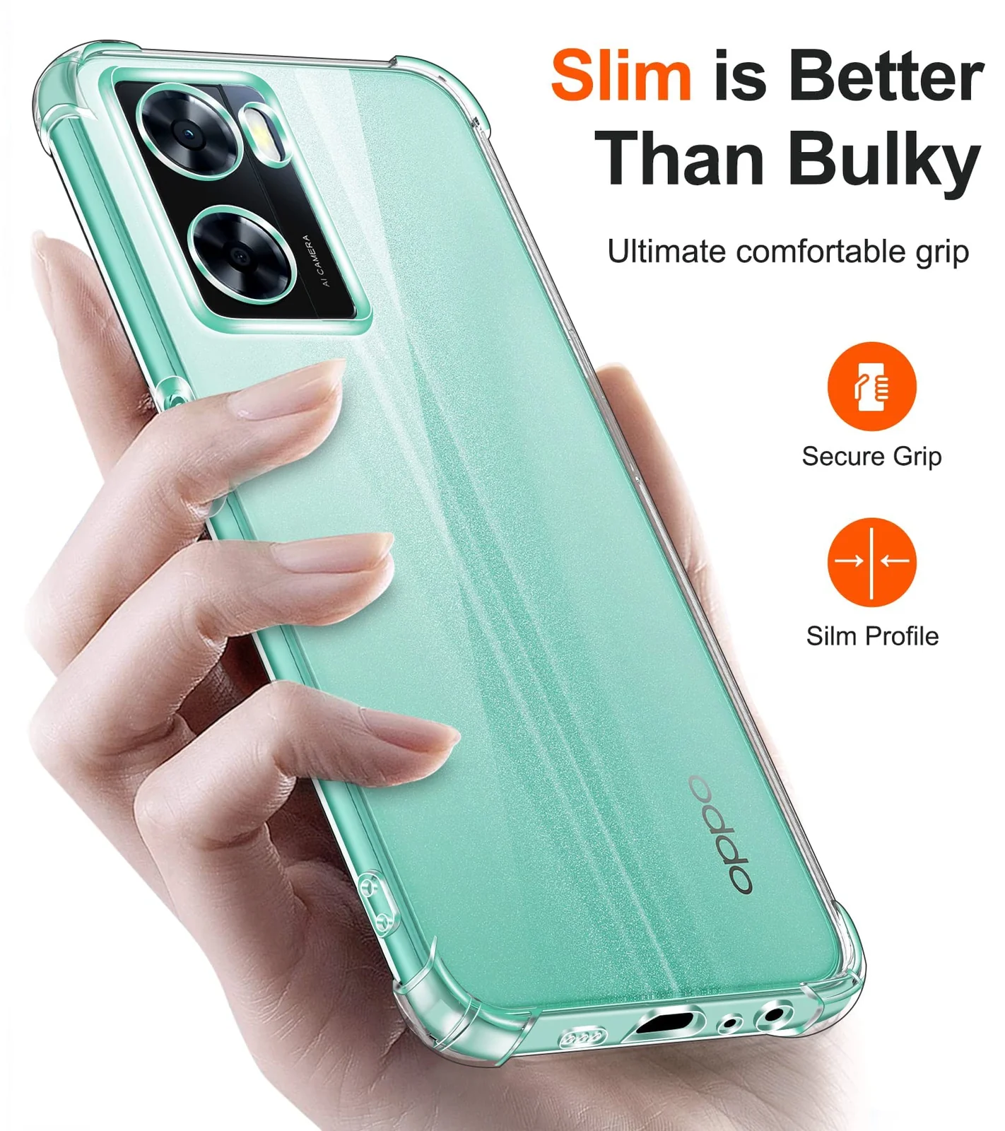 DL3 Mobilak Clear TPU Case for OPPO A77 4G / A57 4G / A57s / A77s, Camera protection, Shock-absorbing protection, Non-slip grip - Clear