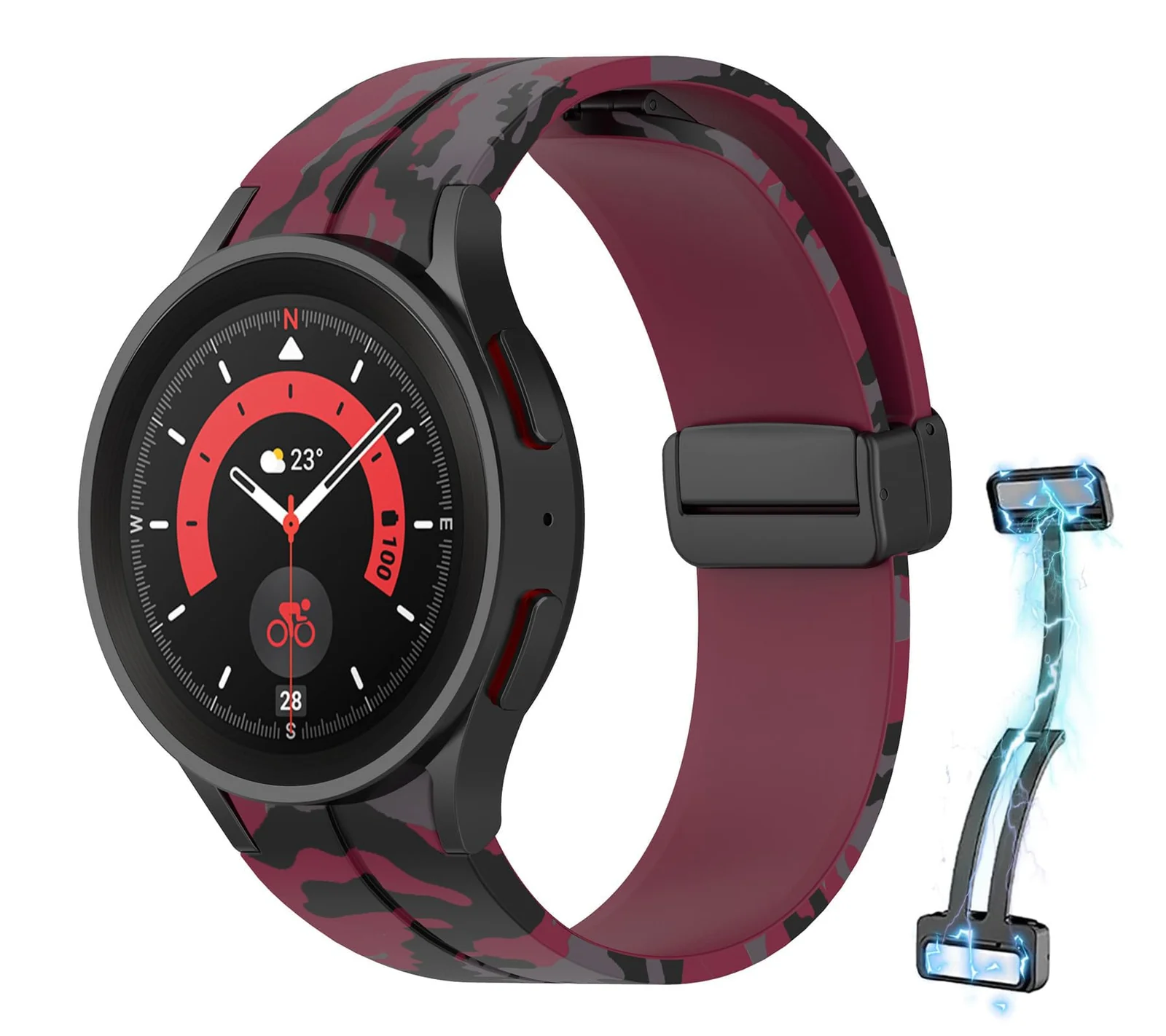 DL3 Mobilak Strap Silicone Magnetic Buckle 20MM For Samsung Gear Sport/Watch 6/5/4/5 Pro 45mm/S2 classic/active 2 40mm 44mm/Amazfit GTS 2/2e/GTS 3/3 Pro/GTS 4/GTS 2 Mini/3 Mini/4 Mini/Bip 3/Bip 3 Pro - Black