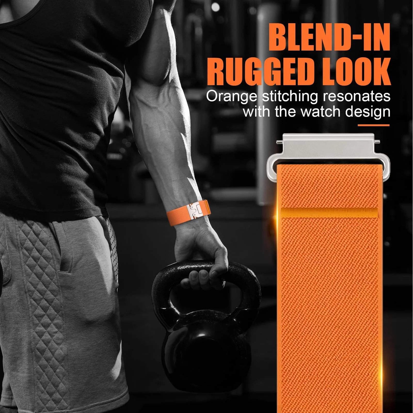 DL3 Mobilak Elastic Nylon Band For 22mm Stretchy Parachute buckle Strap for Redmi Watch 5 Active/5 Lite/Samsung Galaxy Watch 3 45mm/Watch 46mm/Gear S3/Huawei watch GT6 GT5 46MM/GT2E/GT6 Pro/GT 5 Pro - Orange