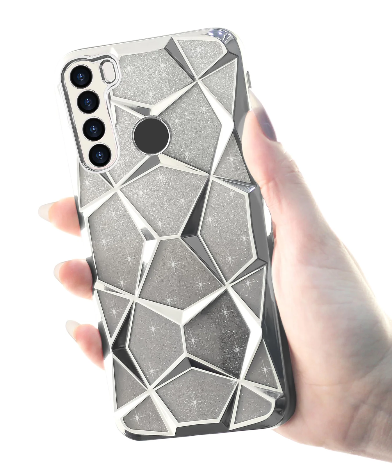 DL3 Mobilak Compatible with Xiaomi Redmi Note 8 Case Plating Bling Gradient Glitter Clear Cover Soft TPU Silicone Cute Camera Protection Shockproof Back for Women Girls Case - Silver