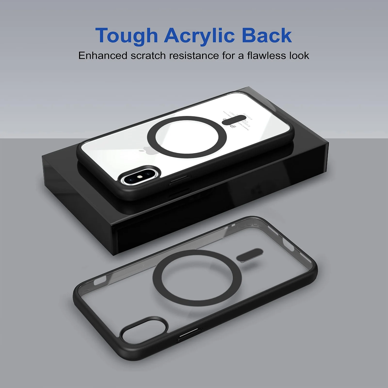 DL3 Mobilak Clear MagSafe-Compatible Magnetic Case for iPhone XS Max with Camera Protection and Shockproof Design - Black