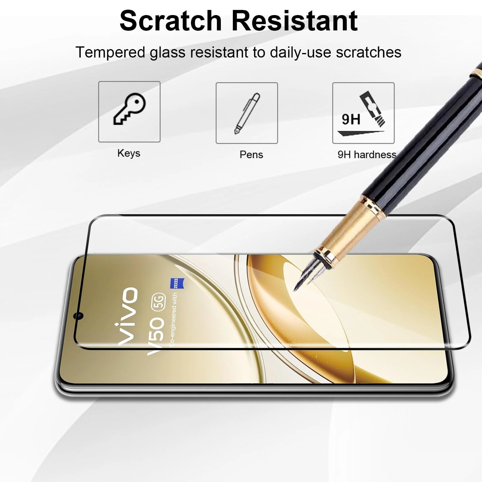 DL3 Mobilak Screen Protector for vivo V50 5G / vivo V50e 5G, Tempered Glass Screen Saver Premium HD Protective, Scratch Resistant, 9H Hardness, Full Coverage Film - Clear