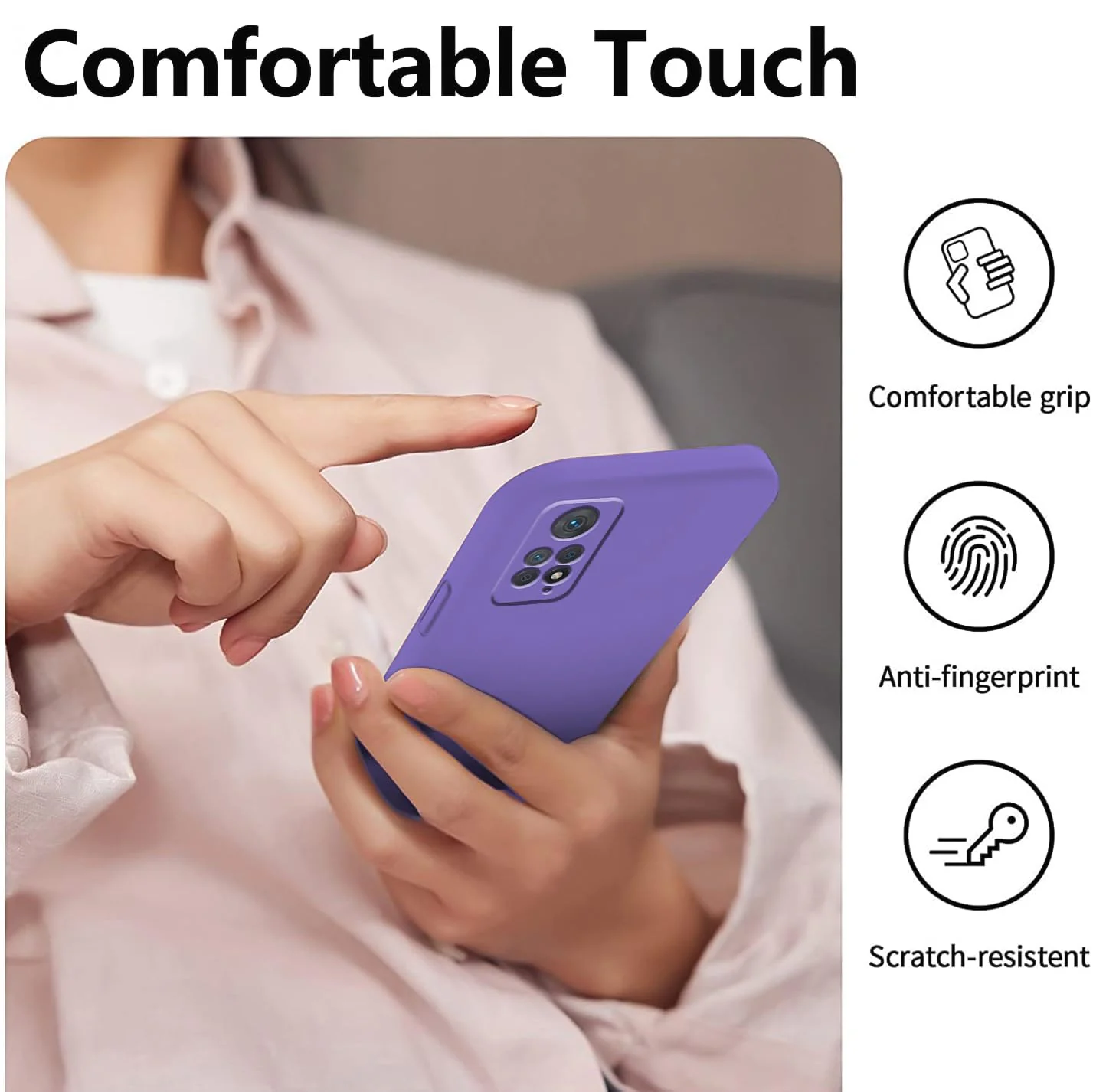 DL3 Mobilak Liquid Silicone Protective Case for Xiaomi Redmi Note 12 Pro 4G / Redmi Note 11 Pro 4G&5G with Microfiber Lining and Shockproof Design - Purple