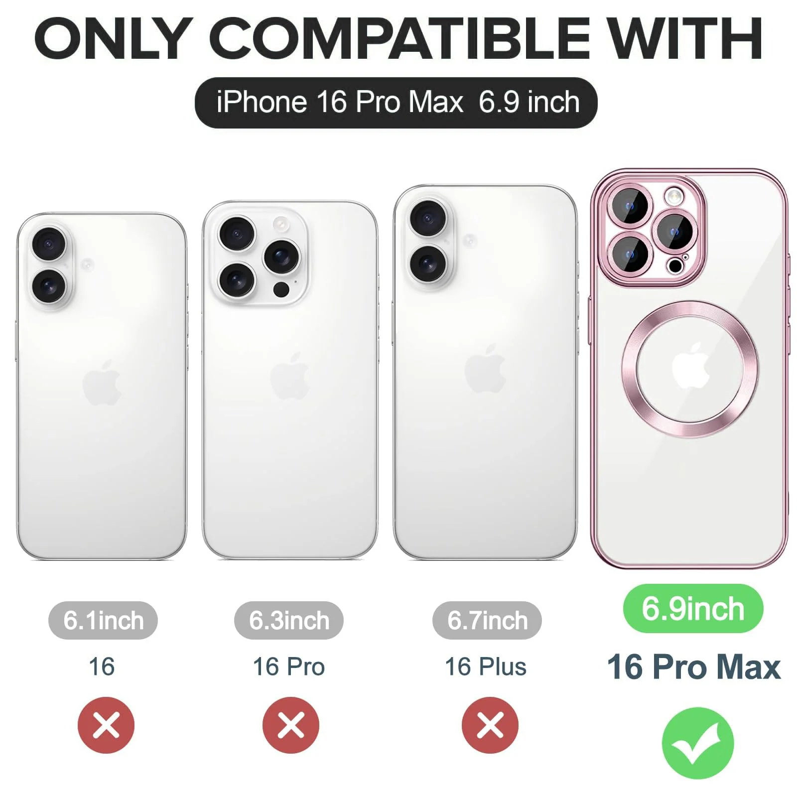 DL3 Mobilak Plated-Edge TPU Protective Case with Camera Protection for iPhone 16 Pro Max - Pink