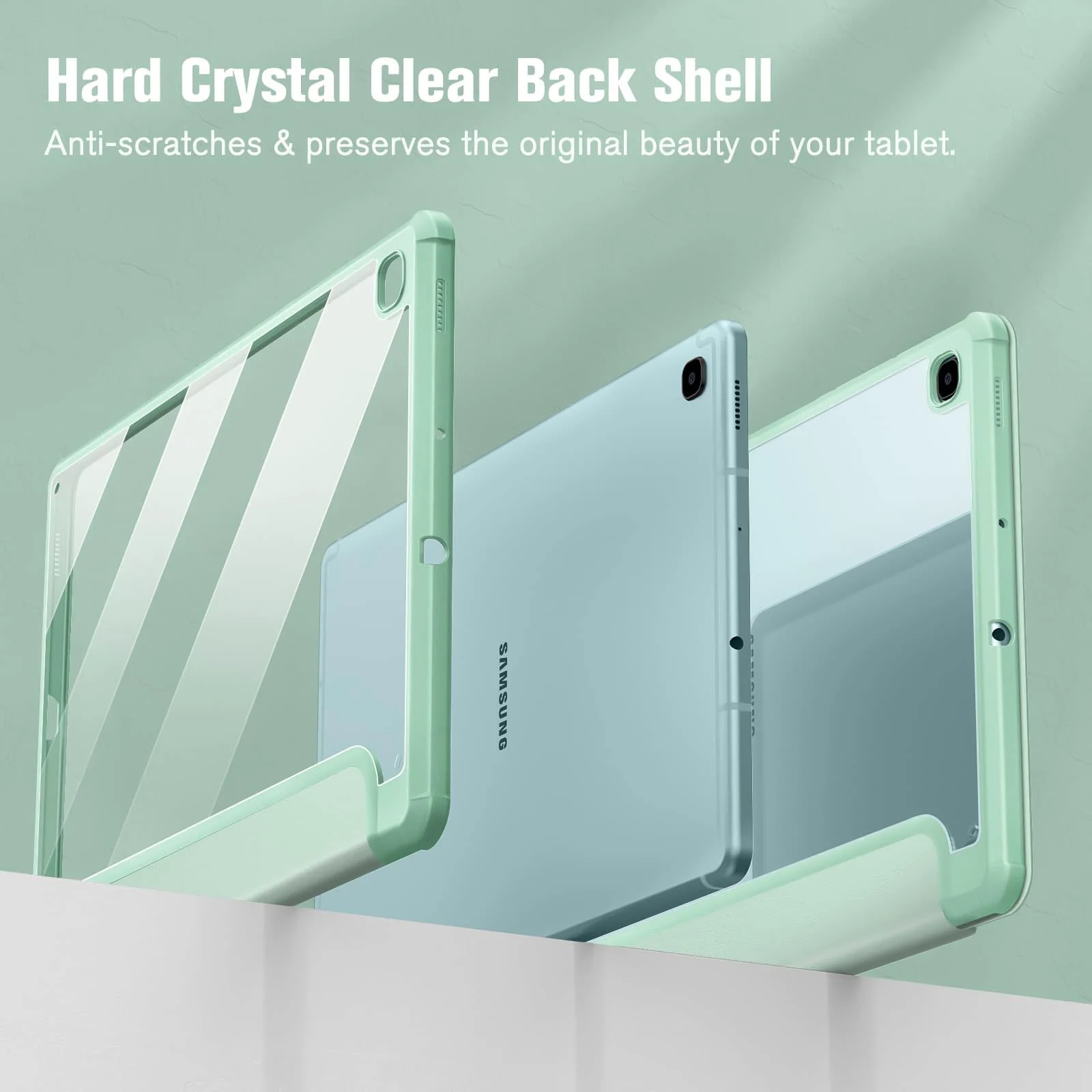 DL3 Mobilak Hybrid Slim Case for Samsung Galaxy Tab S6 Lite 10.4'' 2020 Model SM-P610 (Wi-Fi) SM-P615 (LTE) with S Pen Holder, Cover with Clear Transparent Back Shell, Auto Wake/Sleep - Mint Green