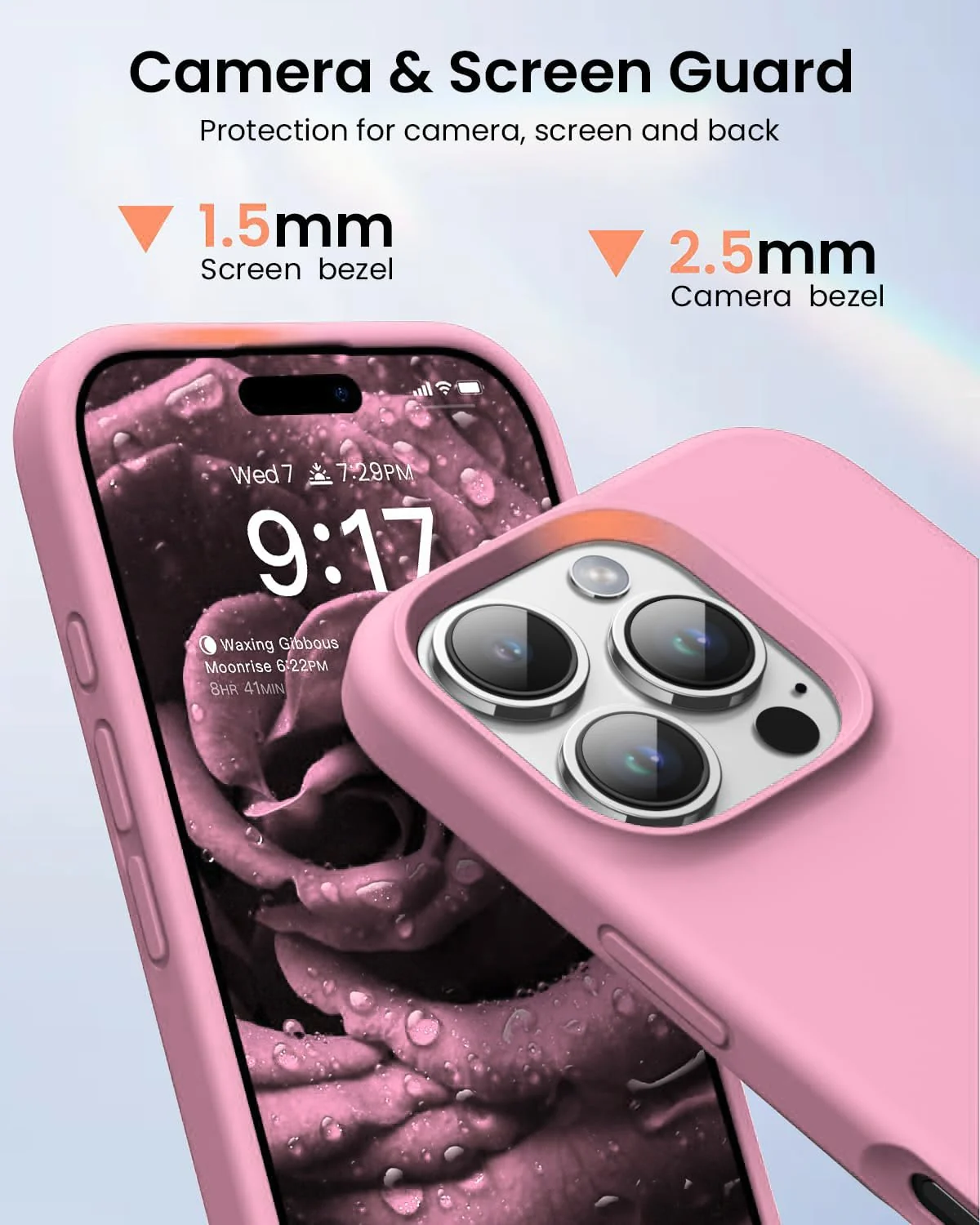 DL3 Mobilak Liquid Silicone Protective Case with Soft Microfiber Lining for iPhone 16 Pro - Pink 2