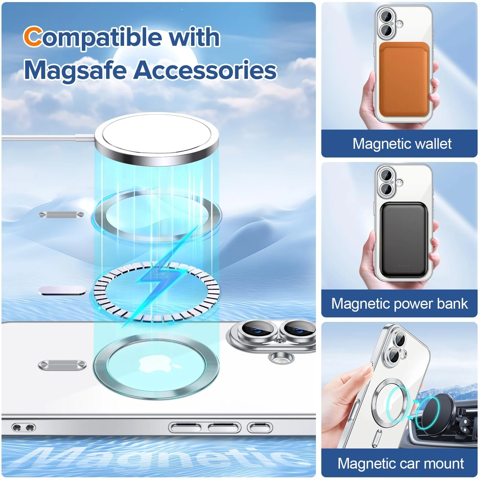 DL3 Mobilak Plated-Edge Protective Case for iPhone 17, Compatible with MagSafe accessories, Supports wireless charging, Camera protection - Silver