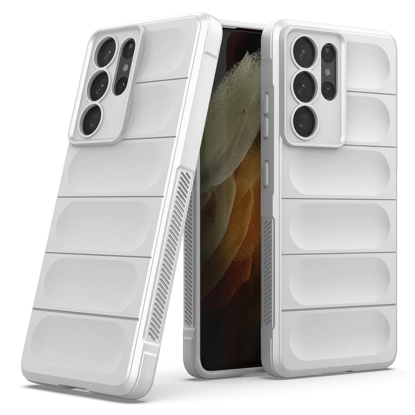DL3 Mobilak Rugged Protective Case for Samsung Galaxy S21 Ultra, Camera protection, Shock-absorbing protection, Non-slip grip - White