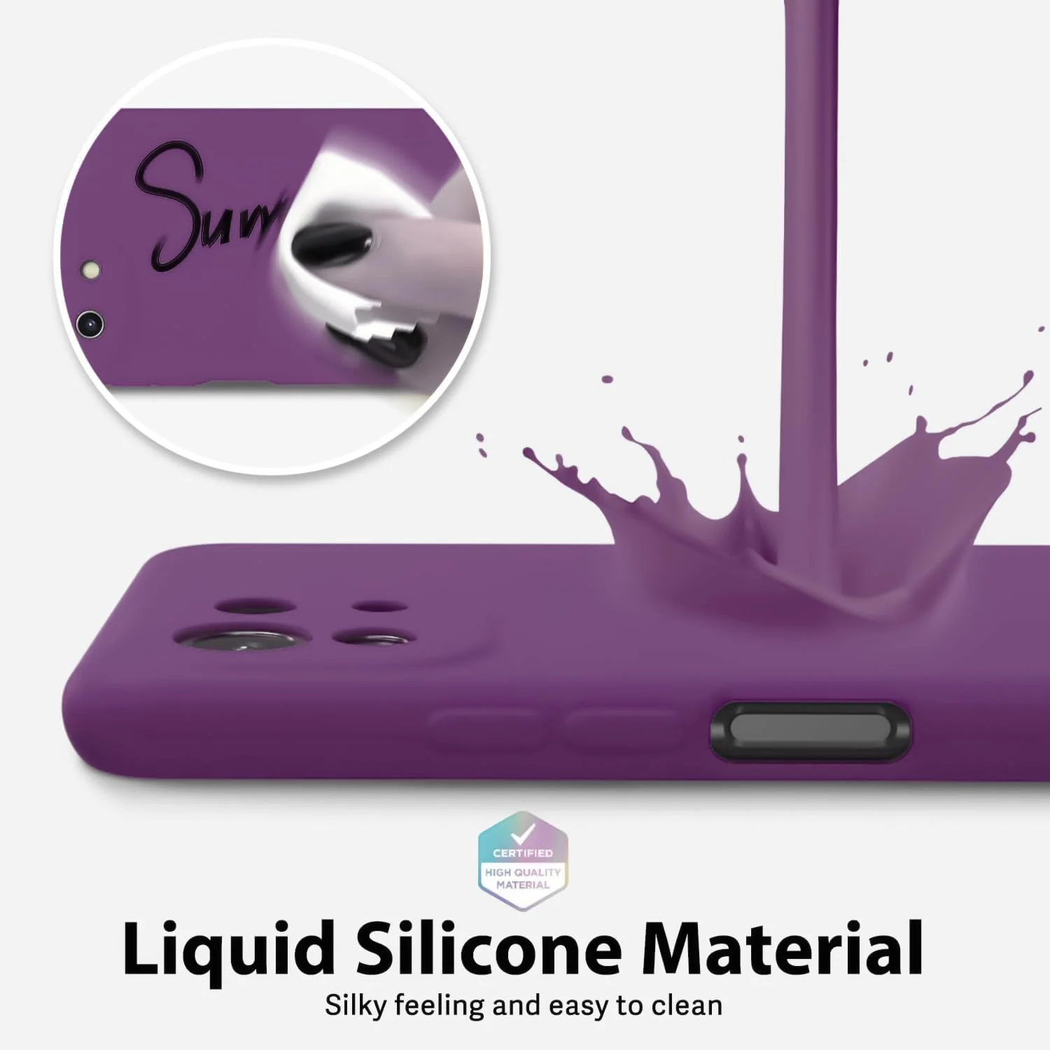 DL3 Mobilak Liquid Silicone Protective Case with Soft Microfiber Lining with Full Camera Protection for Xiaomi Mi 11 Lite 4G / 5G & Mi11 Lite 5G NE - Violet