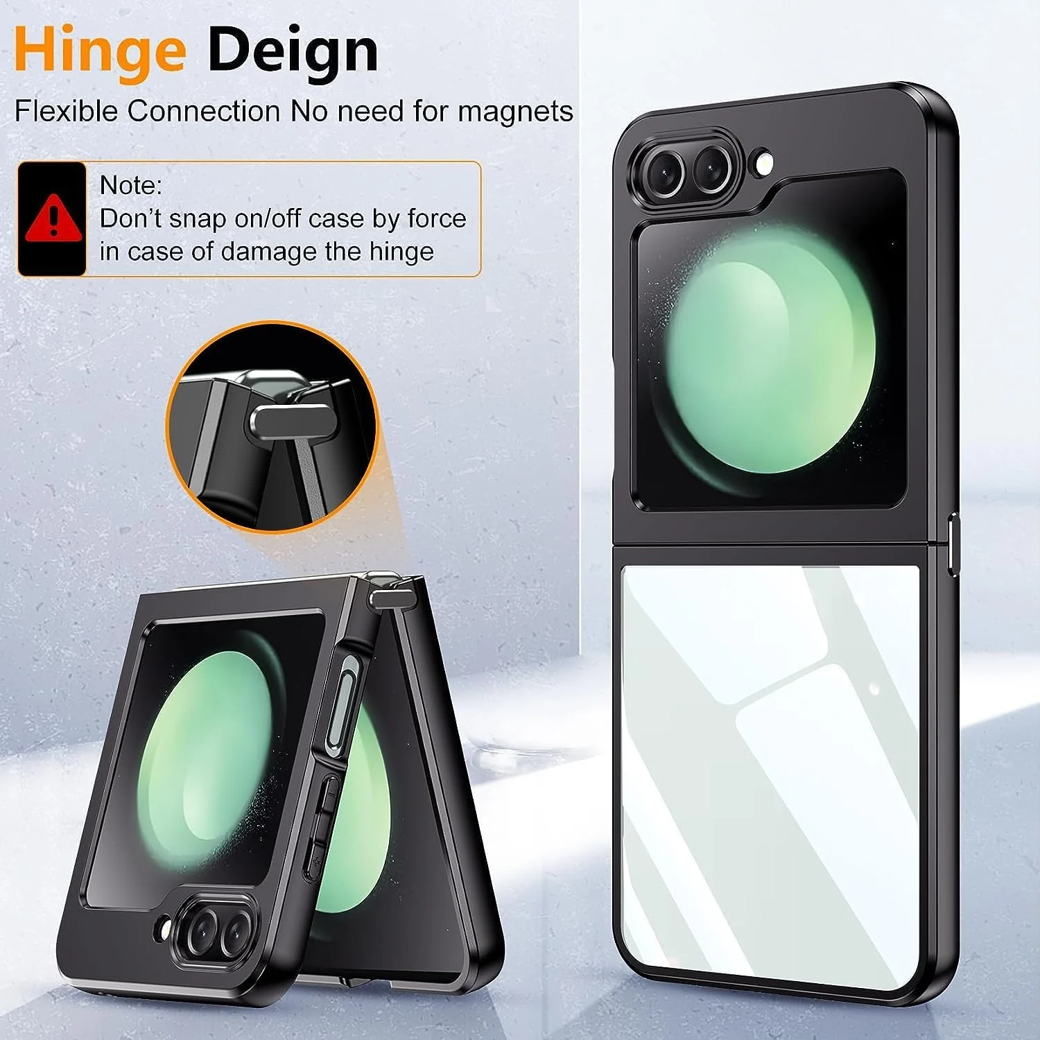 DL3 Mobilak Plated-Edge Protective Case for Samsung Galaxy Z Flip 5, Camera protection, Shock-absorbing protection, Scratch-resistant surface - Black