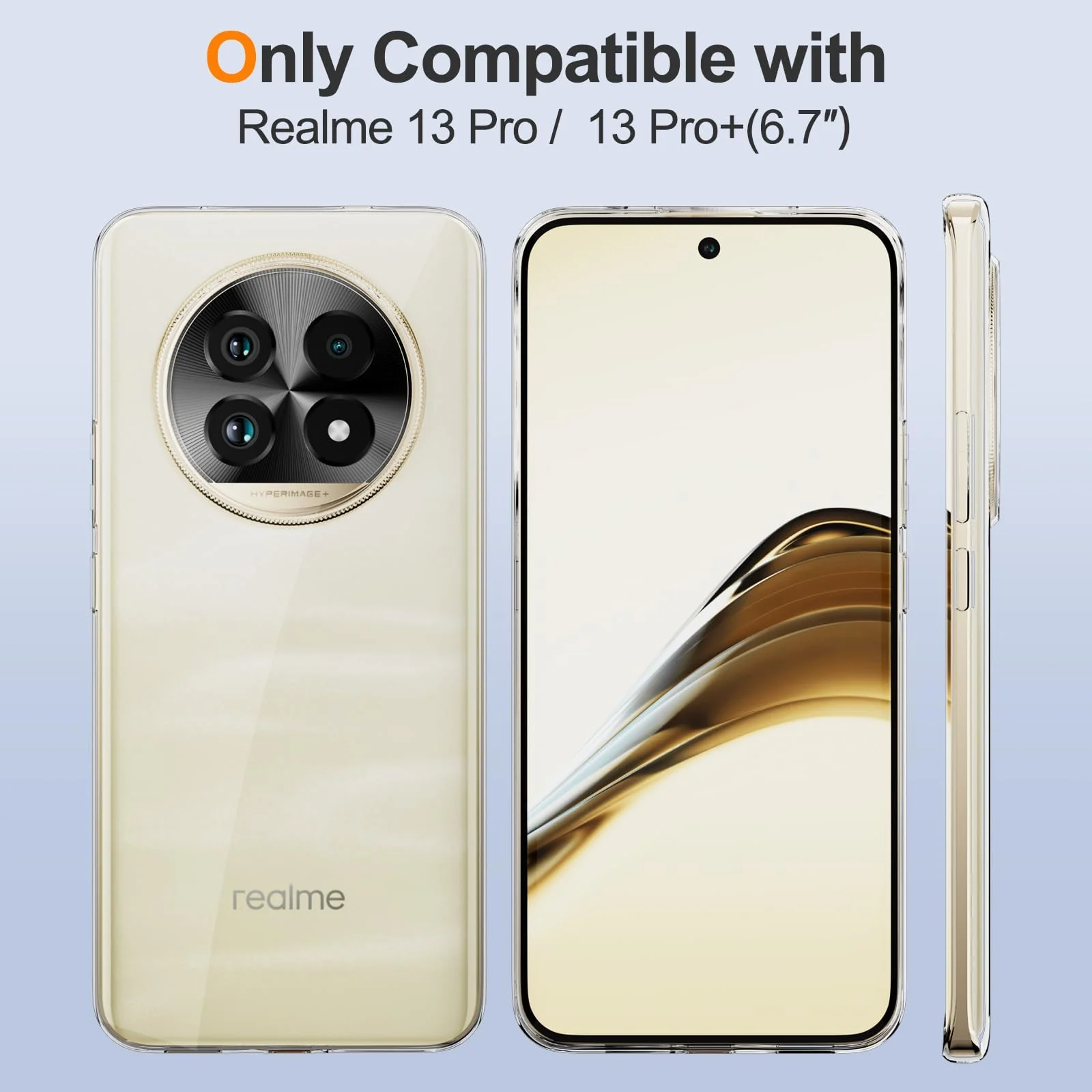 DL3 Mobilak Case Compatible with realme 13 Pro | realme 13 Pro+ Plus Case Crystal Soft TPU Gel Case Flexible Silicone Anti-Scratch Camera Protection TPU Cover - Clear