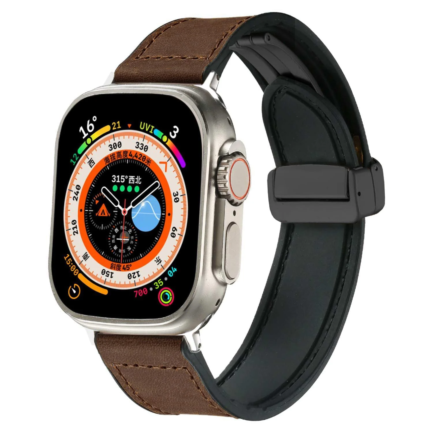 DL3 Mobilak Leather Bands Compatible with Apple Watch Band 49mm 45mm 44mm 42mm, Leather Magnetic Buckle Design Strap For iWatch Ultra Ultra 2 SE Series 9 8 7 6 5 4 3 2 1 (A. ) - A.Dark Brown