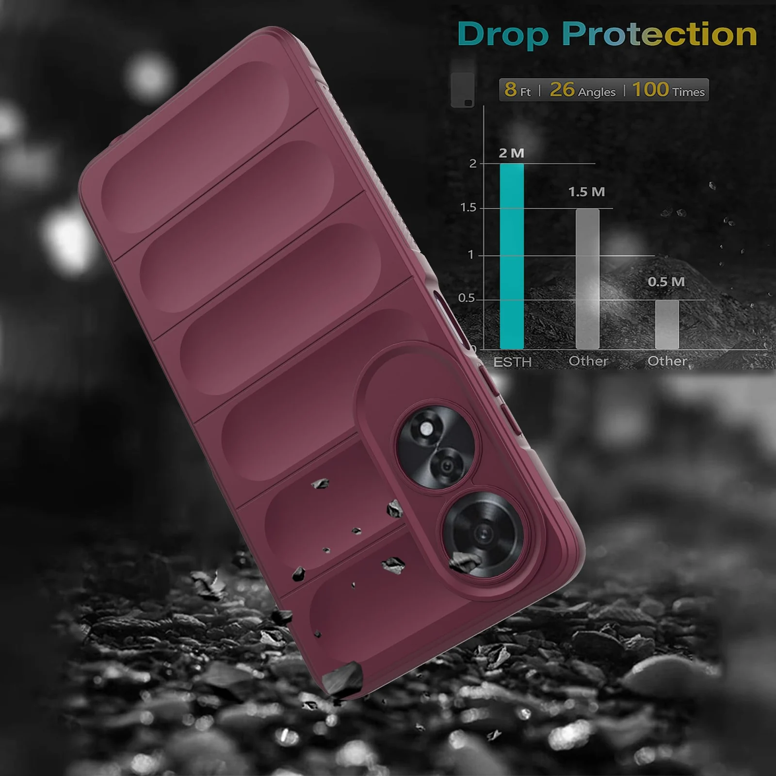 DL3 Mobilak Rugged Protective Case for OPPO A60 4G, Camera protection, Shock-absorbing protection, Non-slip grip - Wine Red