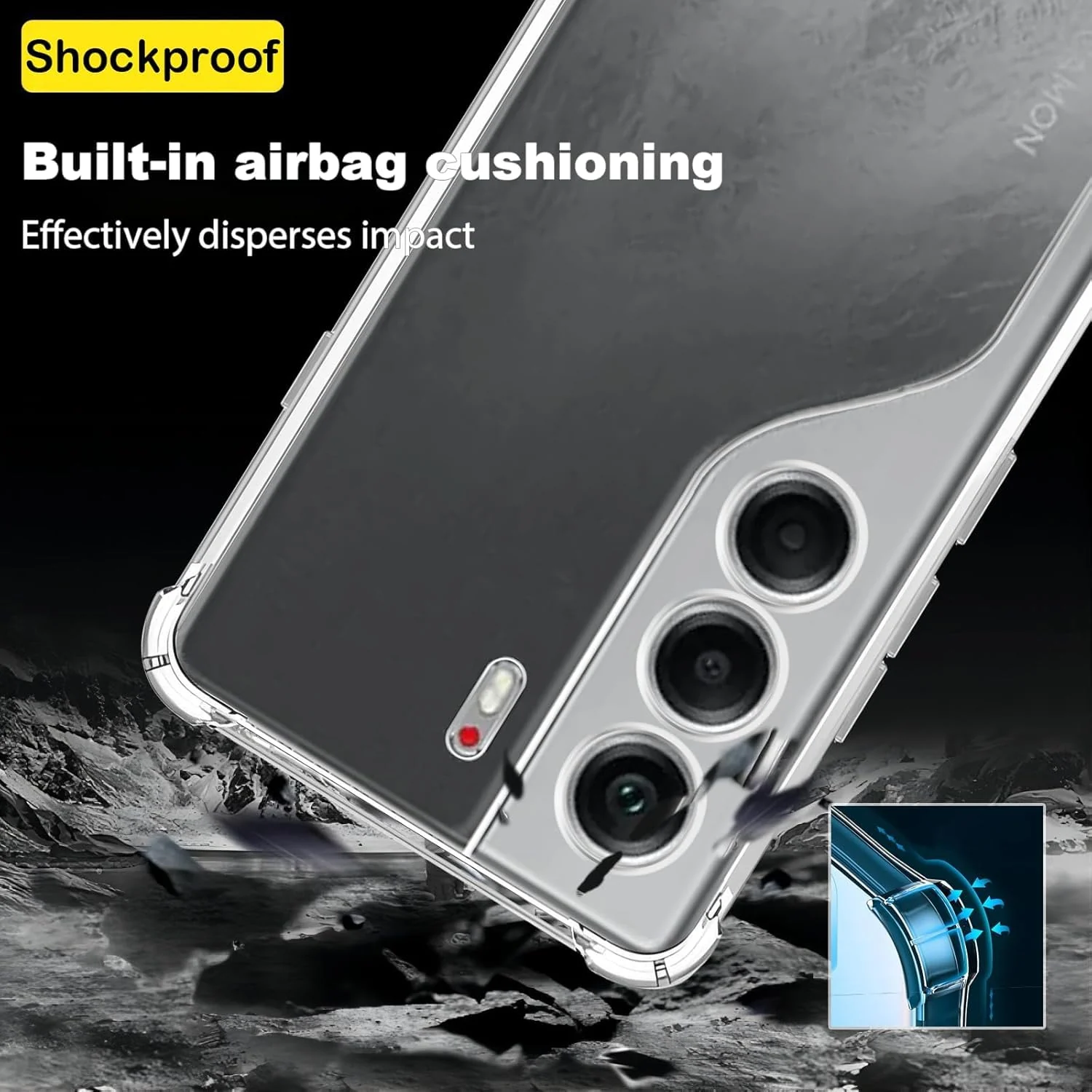 DL3 Mobilak Case Compatible with Tecno Camon 40 4G, Cover SiliconeTransparent TPU Gorilla Anti-shock Protector Camera Shockproof Corners - Clear
