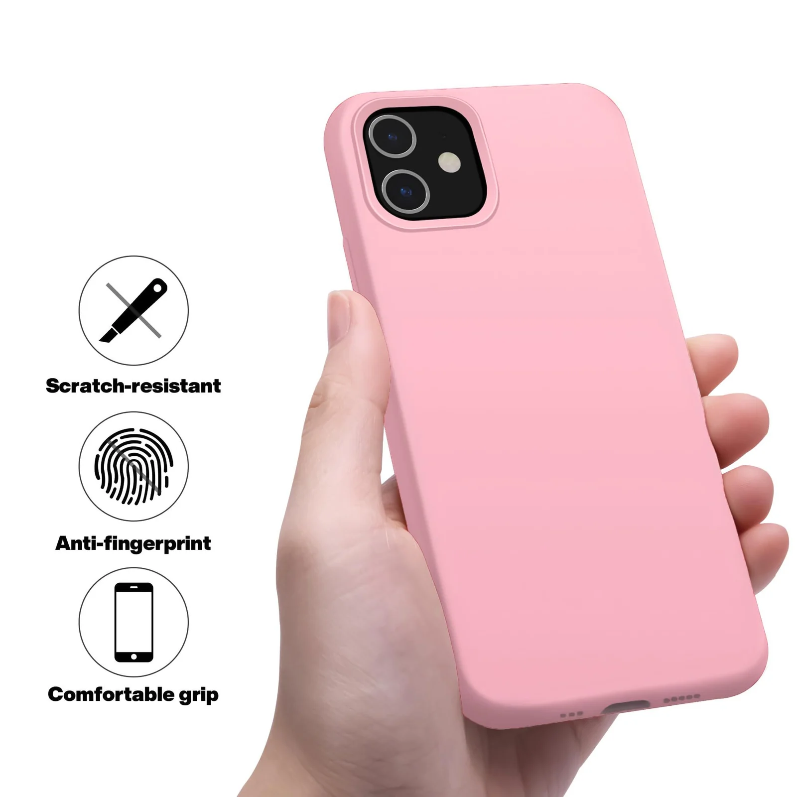 DL3 Mobilak Liquid Silicone Protective Case for iPhone 11 (6.1 Inch) with Camera Protection and Microfiber Lining - A Pink