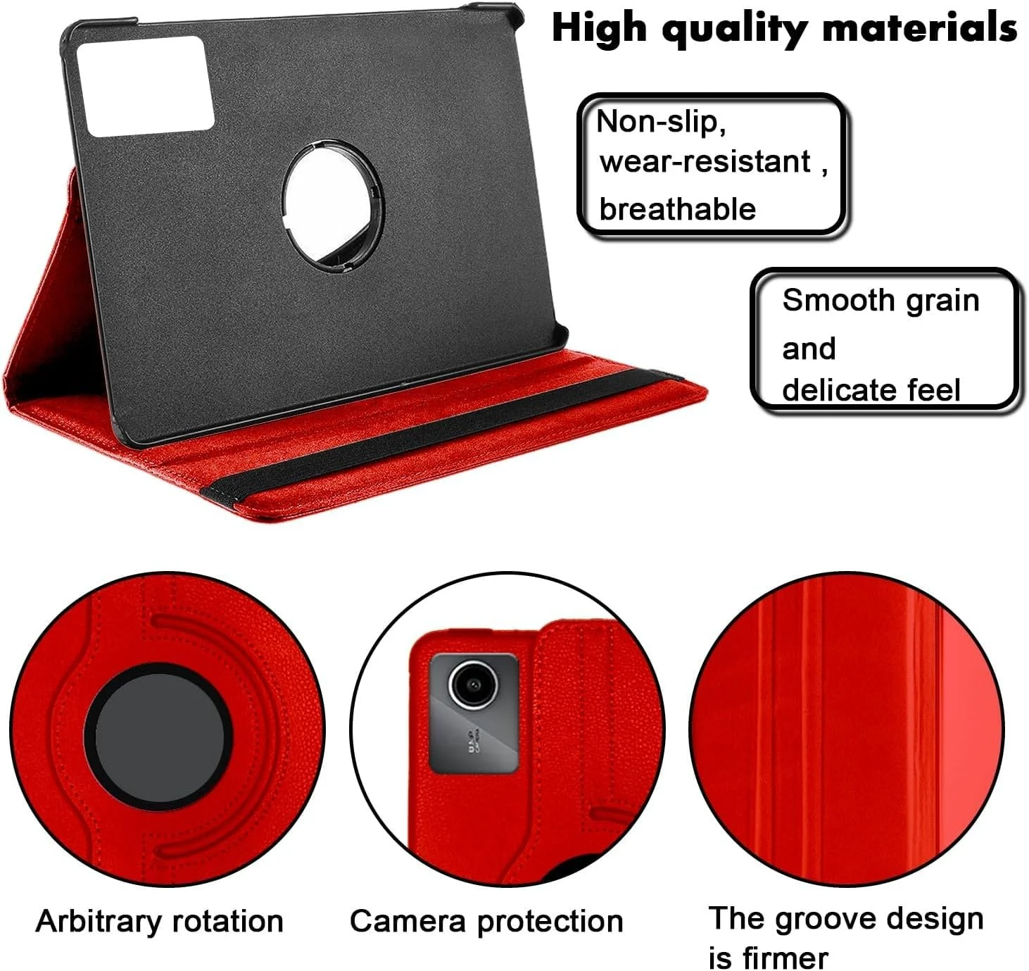 "DL3 Mobilak Protective Cover for Lenovo Tab M11/Tab K11 LTE 11"" 2024, 360° Rotatable Smart Stand, Leather Folio Flip Cover with Multi-Angle Viewing, Auto Wake Sleep - Red"