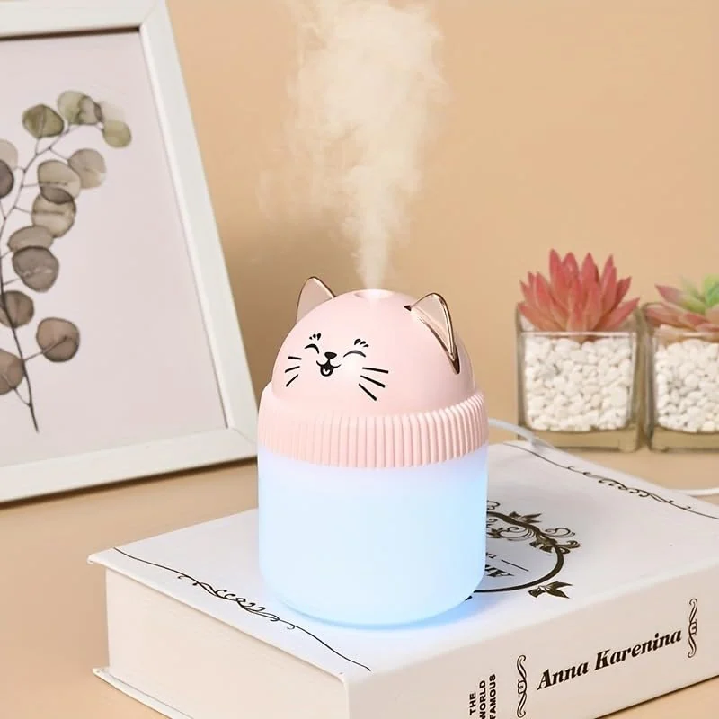 Mobigon Wood Cool Mist Ultrasonic Humidifier for Room Moisture, Aroma Diffuser for Home, 220ml Essential Oil Diffuser with 7 Colorful Night Light, Auto Shut-Off, Home, Office, car - A.Pink