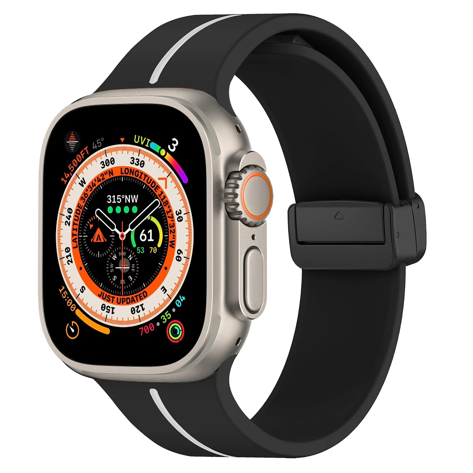 DL3 Mobilak Magnetic Bands for Apple Watch Ultra/Ultra 2 Band 49mm 45mm 44mm 42mm 41mm 40mm 38mm, Soft Sport Silicone Strap for iwatch Series 9/8/7/6/5/4 ( & White, 38mm/40mm/41mm), unisex-adult - Black