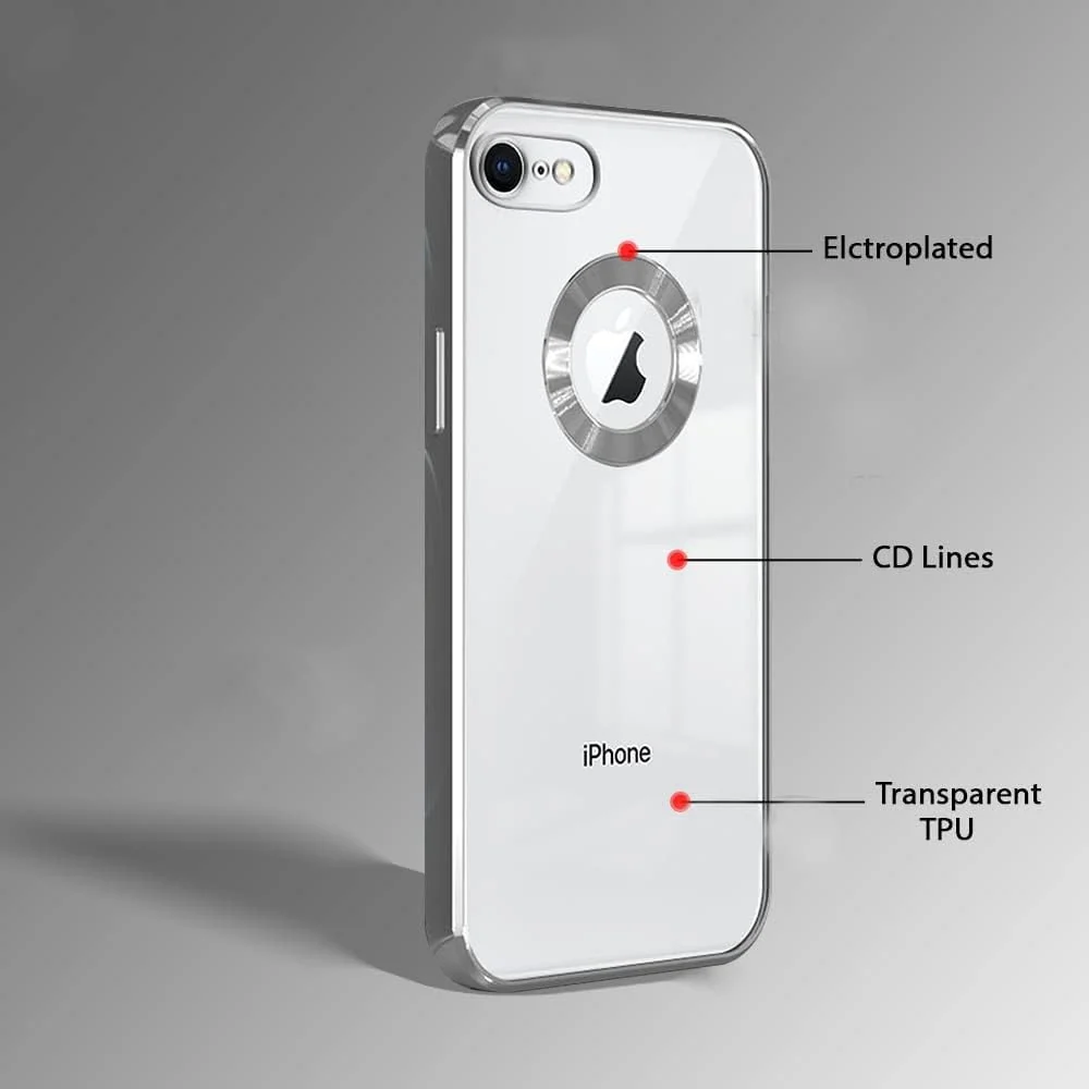 DL3 Mobilak Clear TPU Case for iPhone 7 / 8, iPhone SE 2022, iPhone SE 2020, Camera protection, Shock-absorbing protection, Decorative glitter finish - Silver