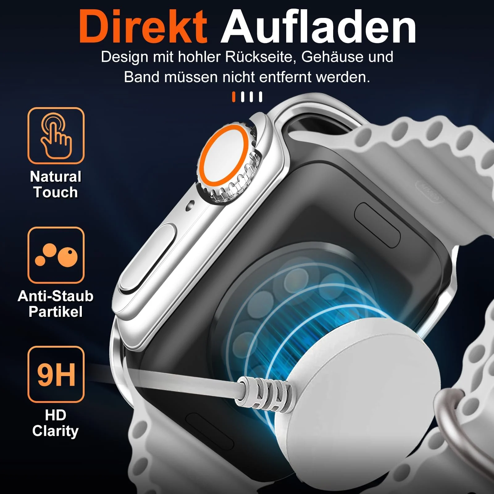 DL3 Mobilak for Apple Watch 44mm Screen Protector Case, [Looks Like Ultra Protector Case] Built-in Tempered Glass Screen Unique Design Case Cover for iWatch 44mm Series 6/5/4/SE2/SE - Silver