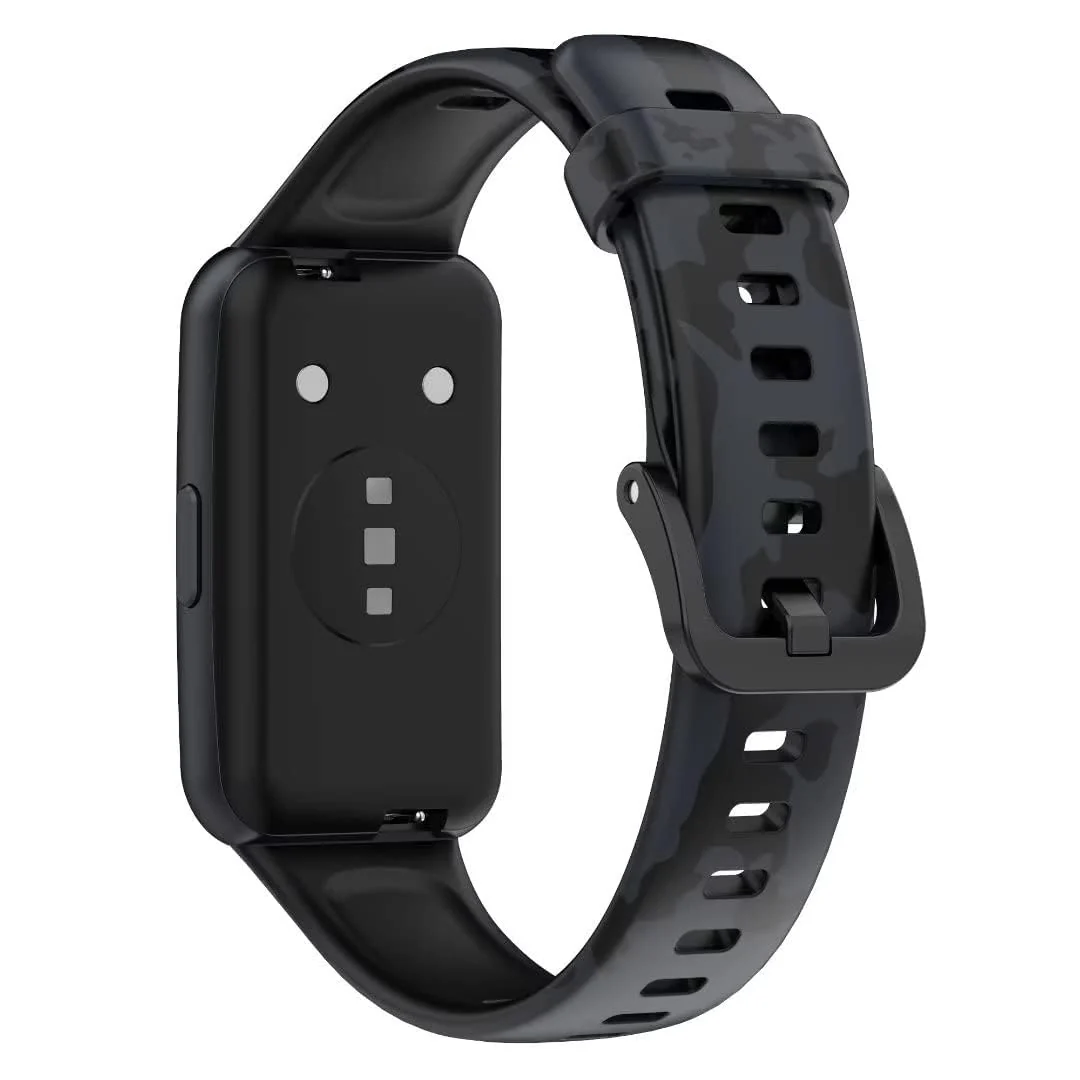 DL3 Mobilak Silicone Strap for Huawei Watch Fit, Soft Band Ultra-Light Waterproof Durable Adjustable Replacement Wristband - Camouflage Grey