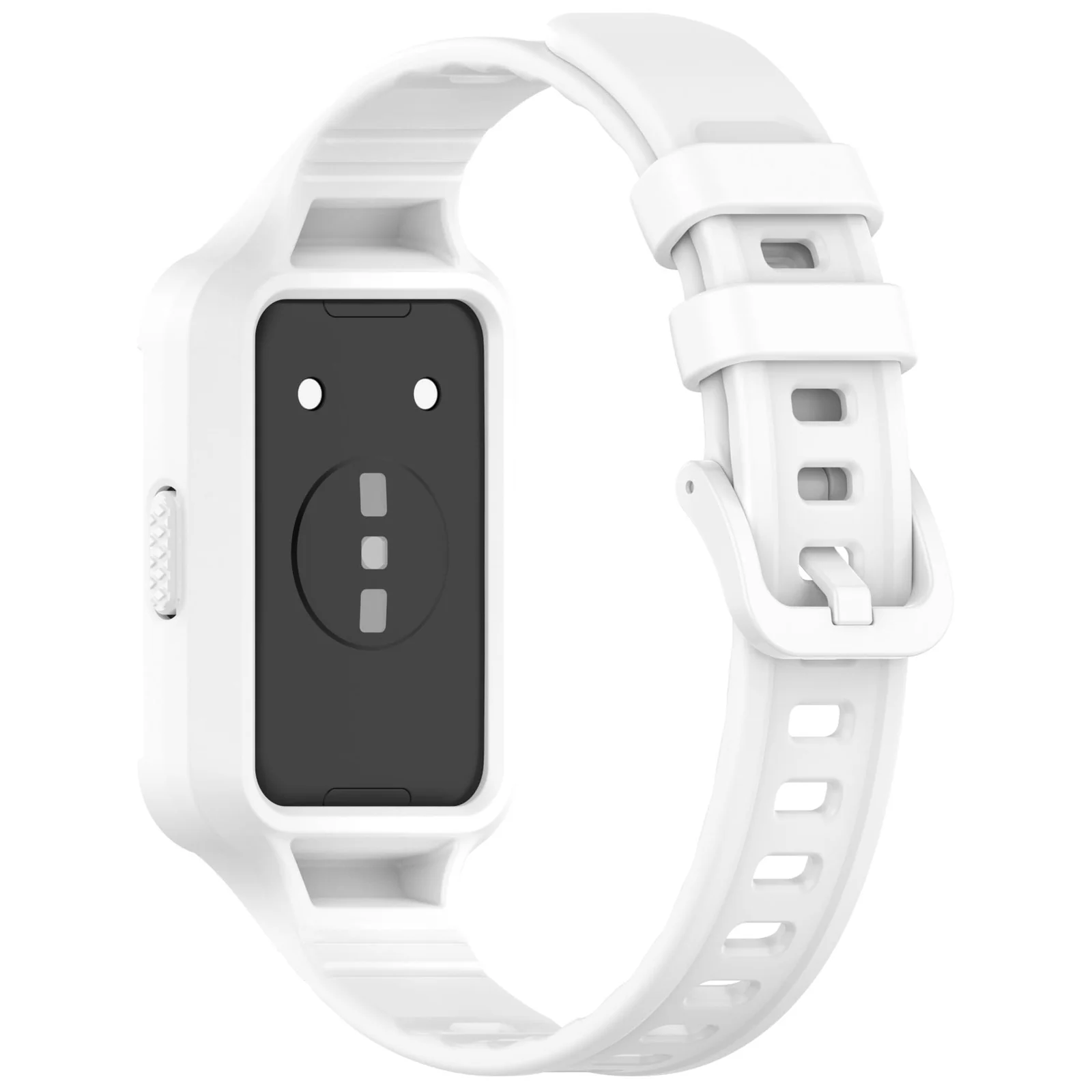 MOBIGON Rugged Silicone Strap with Bumper Case for Huawei Band 11, White