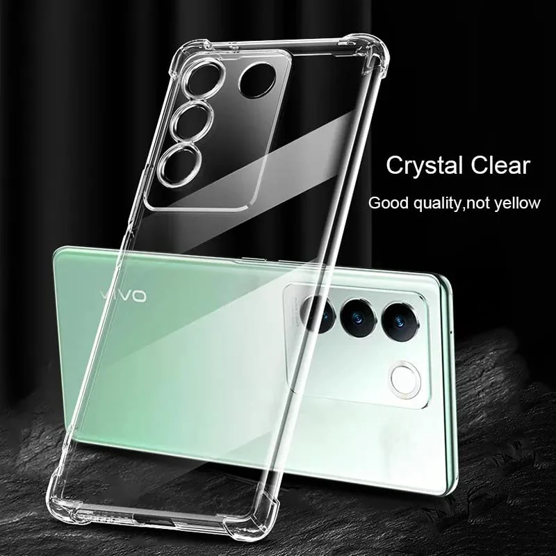 DL3 Mobilak Case Compatible with Vivo V27e, Cover Silicone Transparent TPU Gorilla Anti-shock Protector Camera Shockproof Corners - Clear