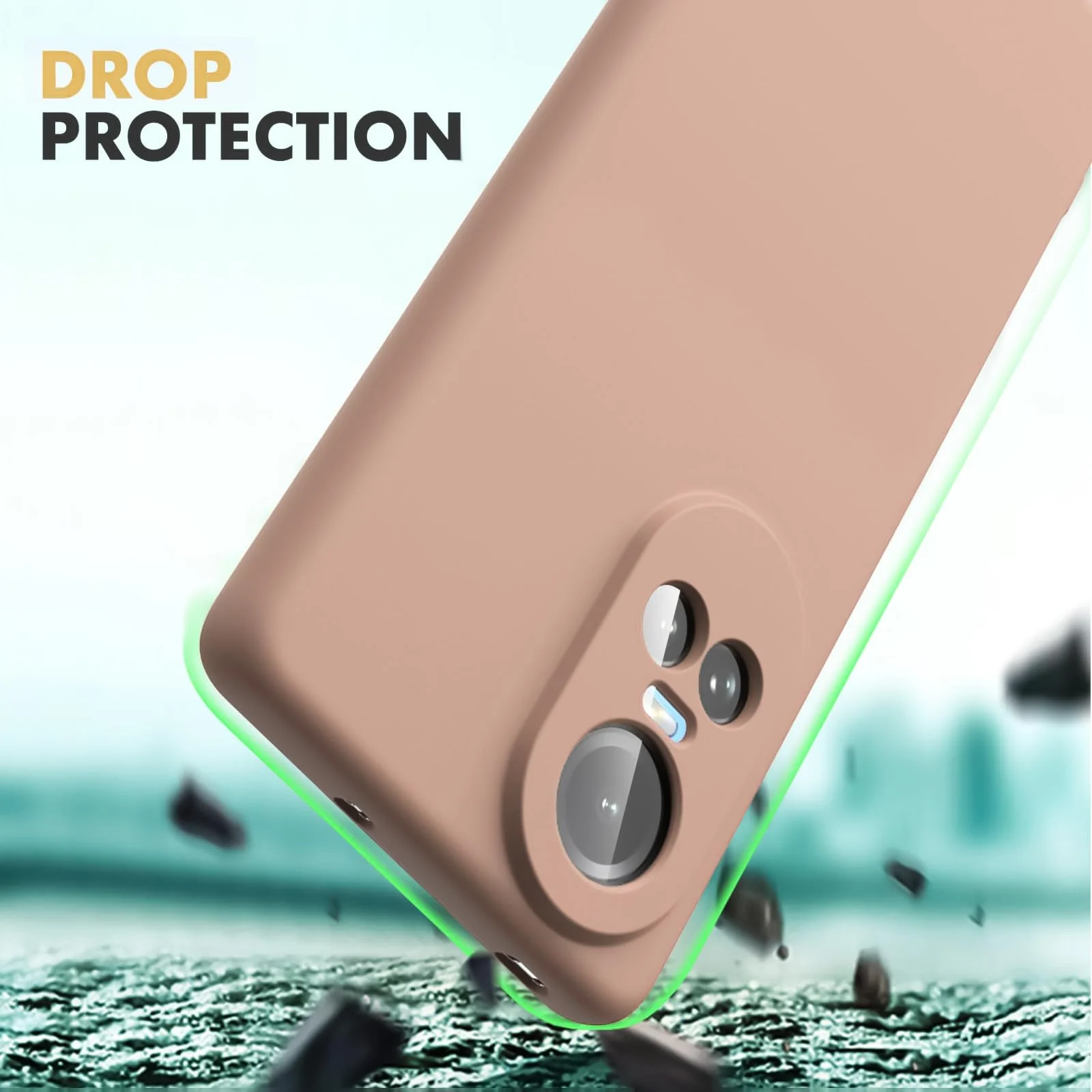 DL3 Mobilak Liquid Silicone Case for OPPO Reno 10, Shock-absorbing protection, Scratch-resistant surface, Soft microfiber lining - Light Orange