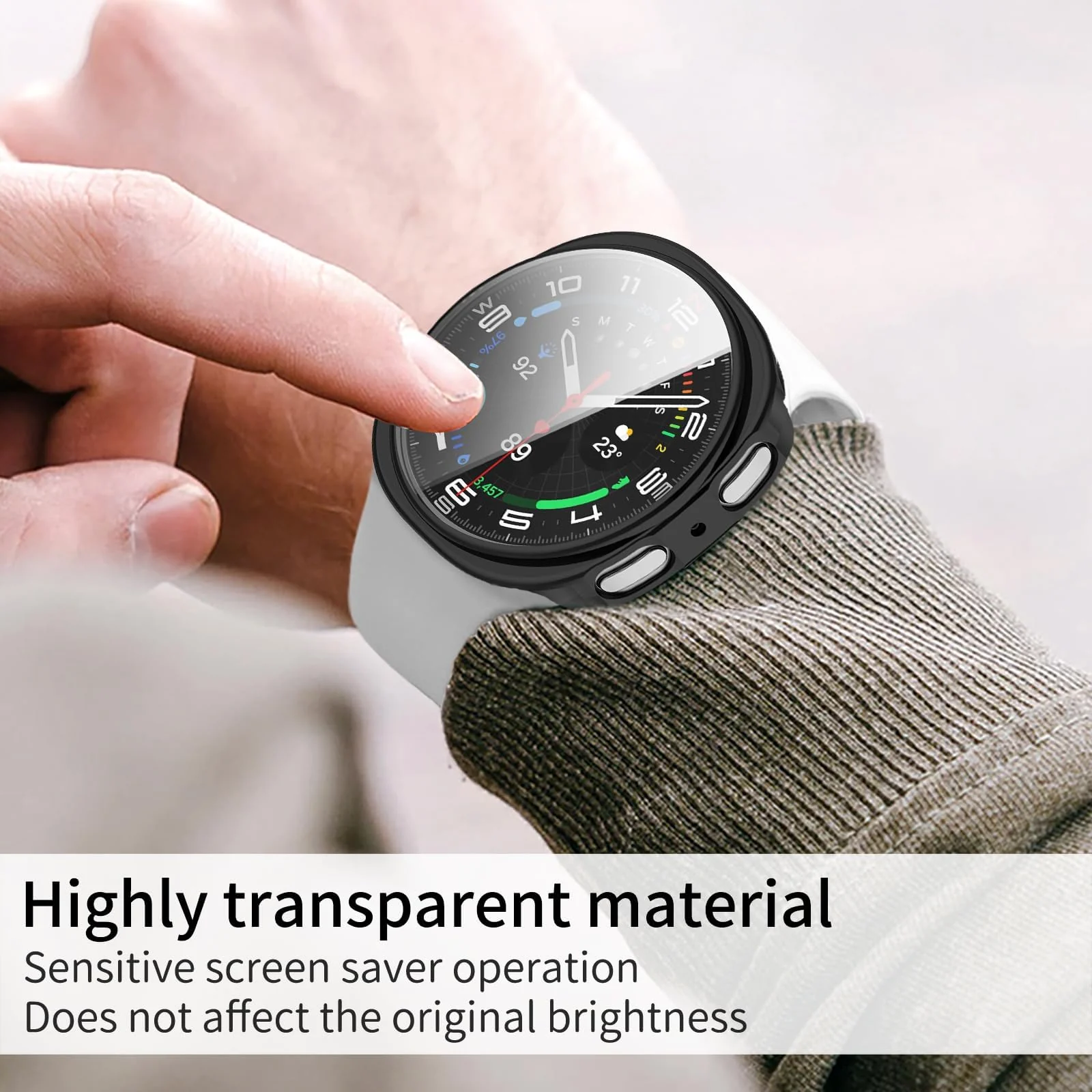 DL3 Mobilak Case Compatible with Samsung Galaxy Watch 8 44mm Case All-Around with Built-in Screen Protector Watch Soft TPU Shockproof Cover Slim Guard Thin Bumper Shell Protector - Black