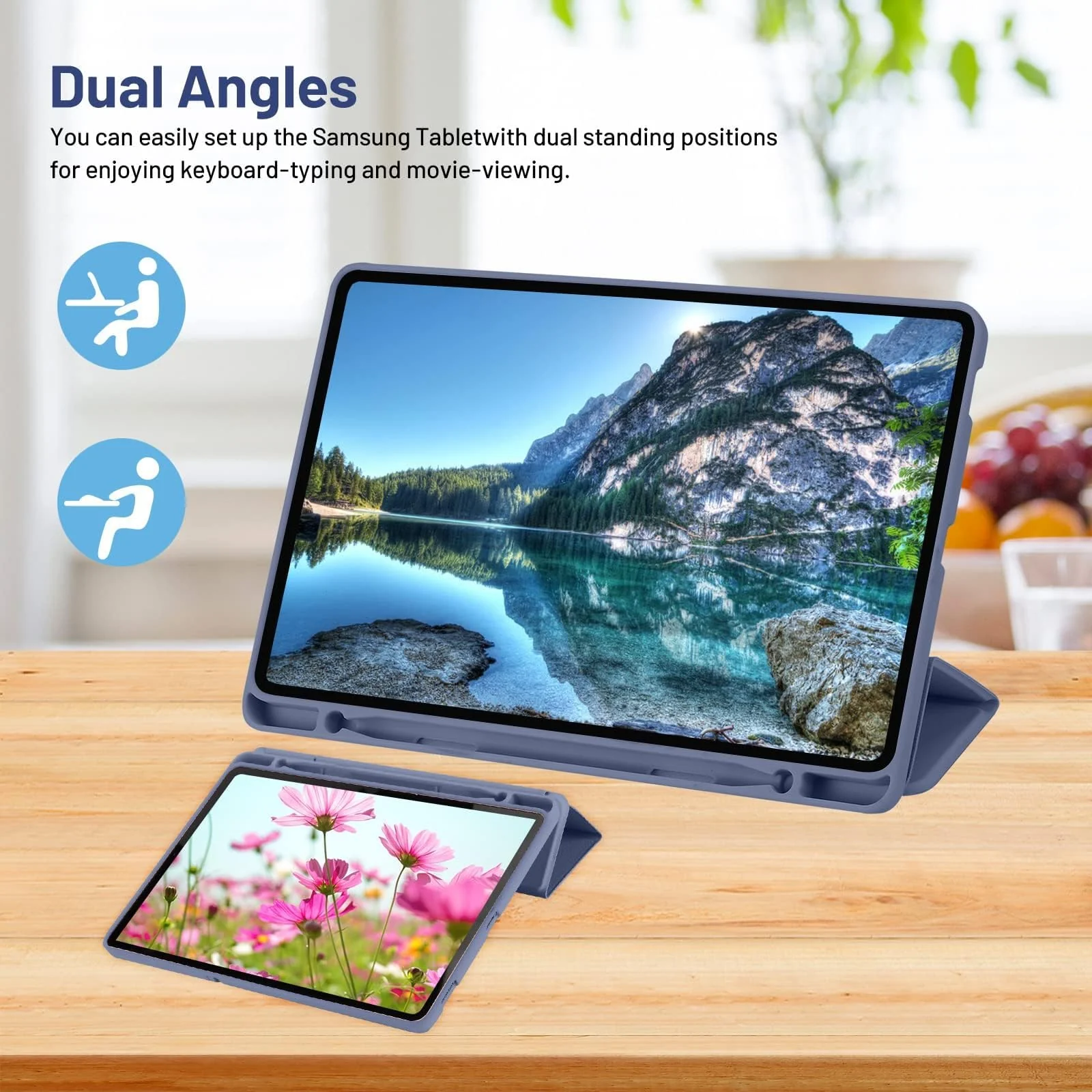 DL3 Mobilak Smart Case For Xiaomi Redmi Pad SE 11 inch Tablet 2023 Cover with Pencil Holder, Soft TPU Smart Stand Back Cover Auto Wake/Sleep - Lavender